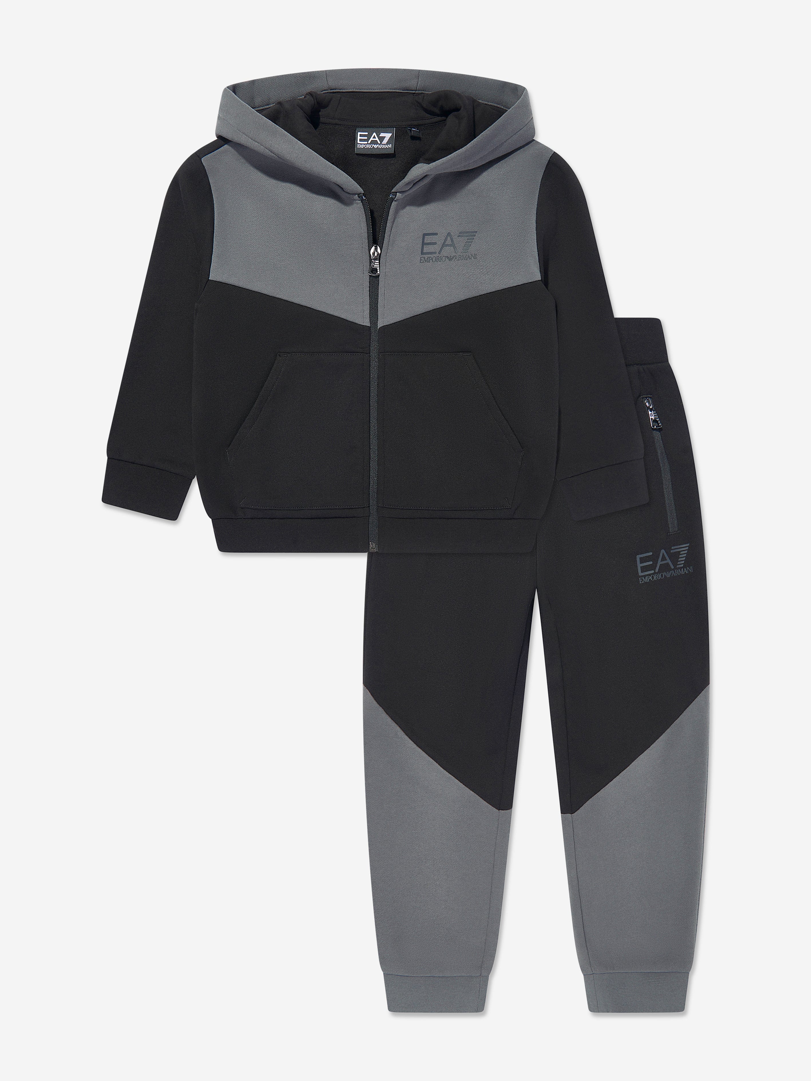 EA7 Emporio Armani Boys Colourblock Tracksuit in Black