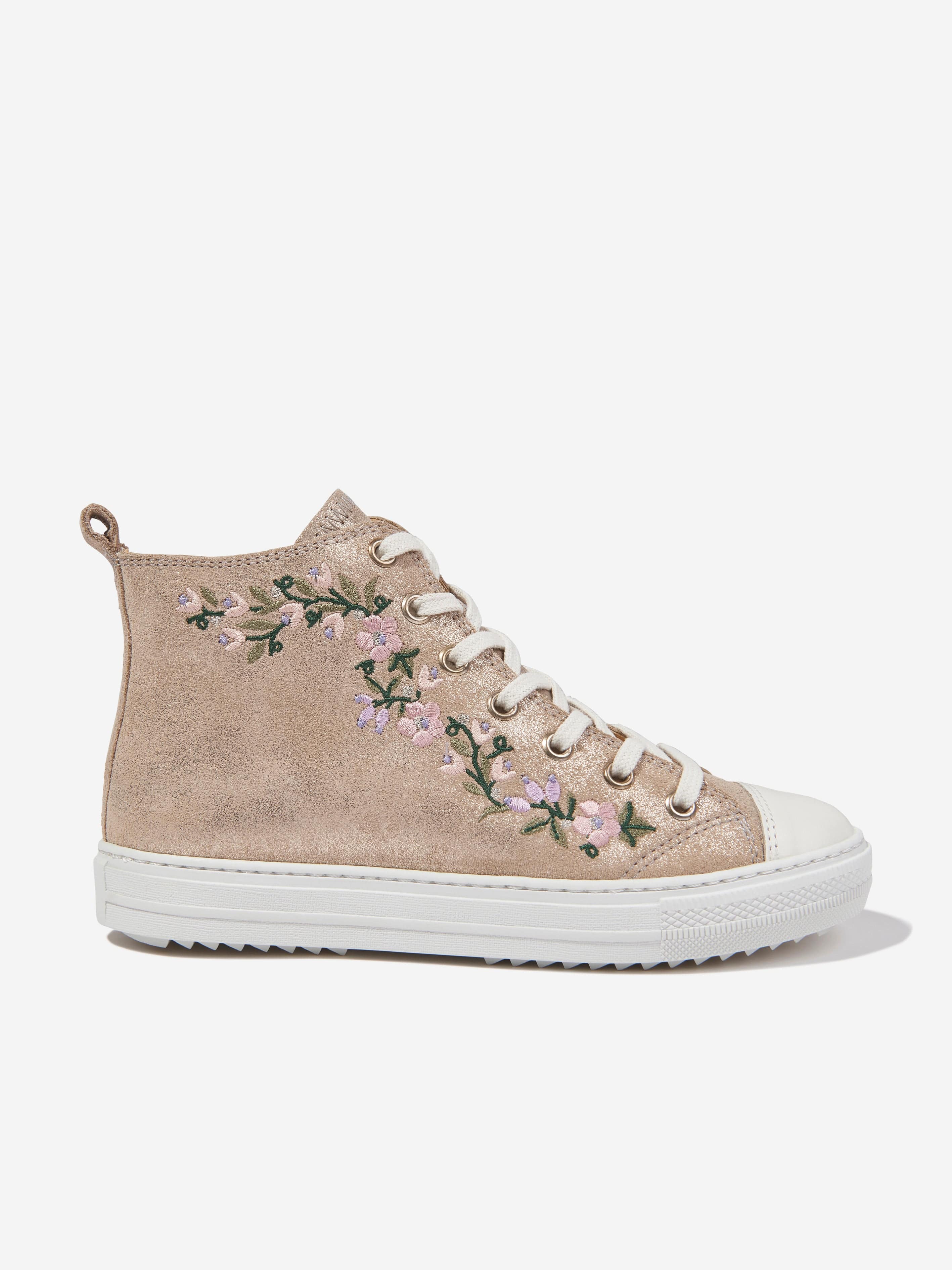 Pom D'Api Girls Swag Brodi High Top Trainers in Gold - Main Image