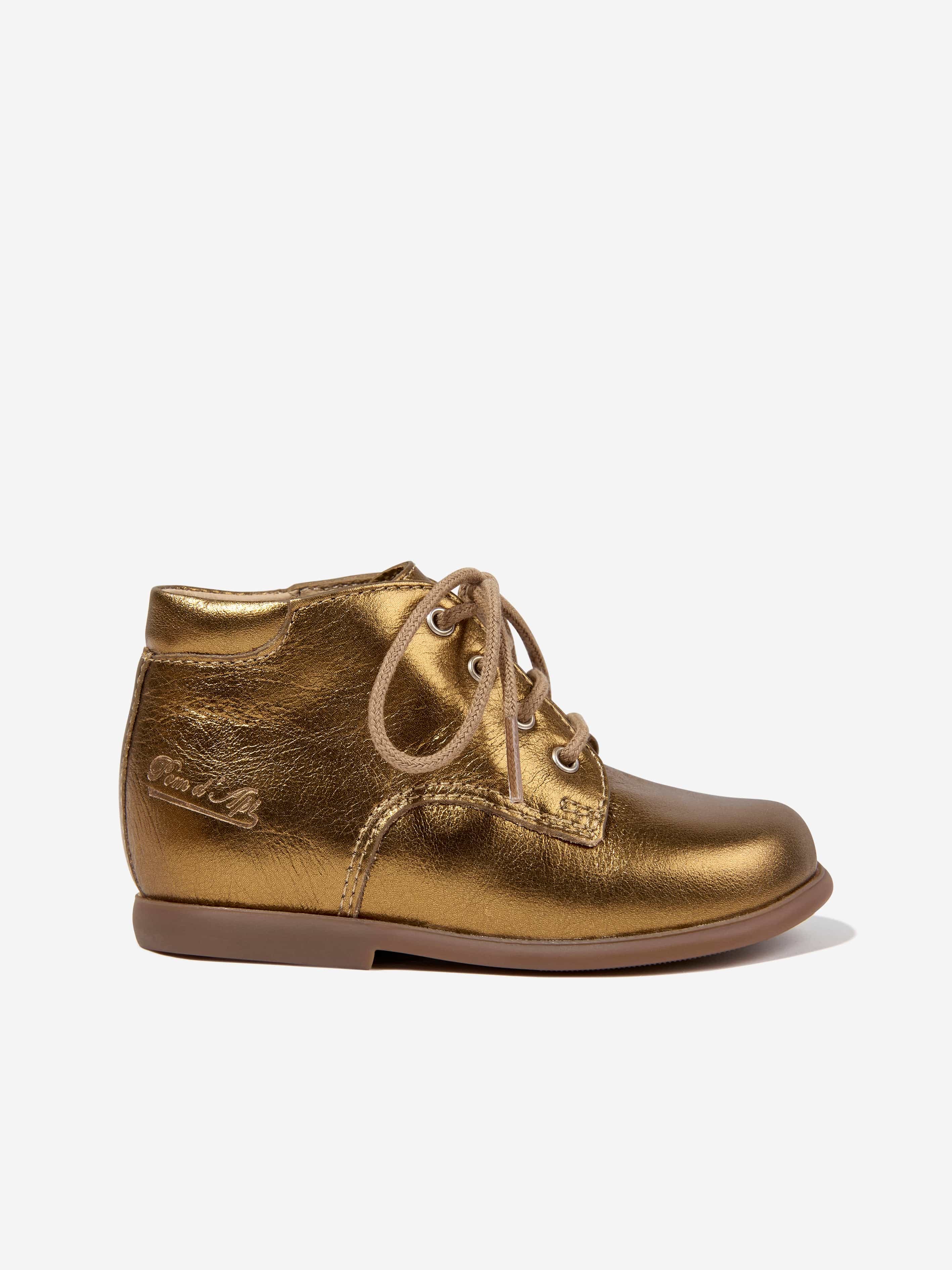 Leather Baby Girl Gold Boots Pom D'Api Baby Girls Leather Nioupi