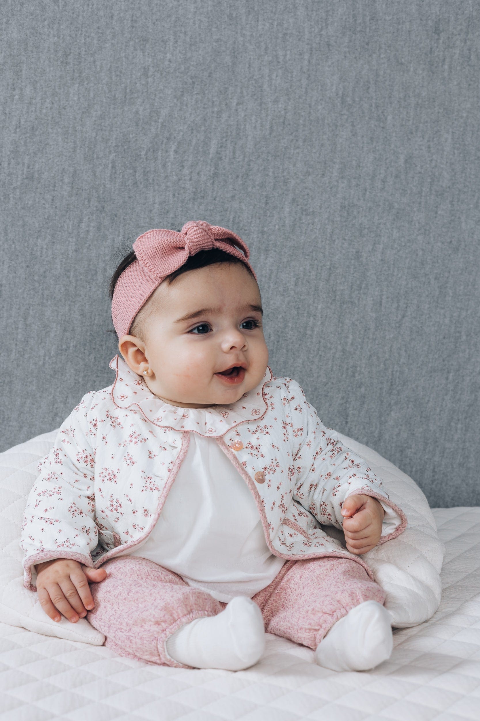 Baby Girls Floral Jacket in White