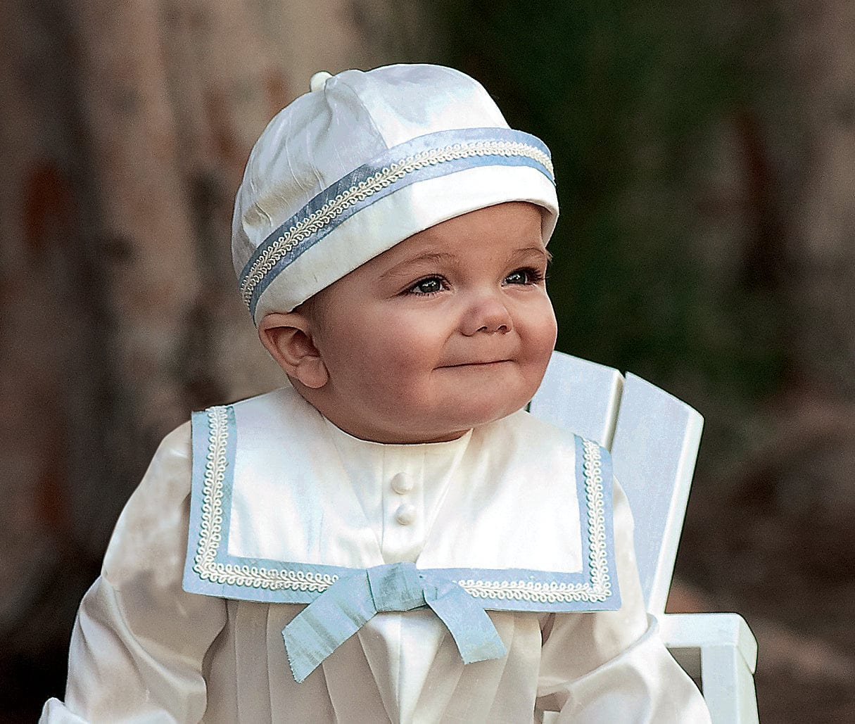 Sarah Louise Baby Boys Romper And Hat in Ivory