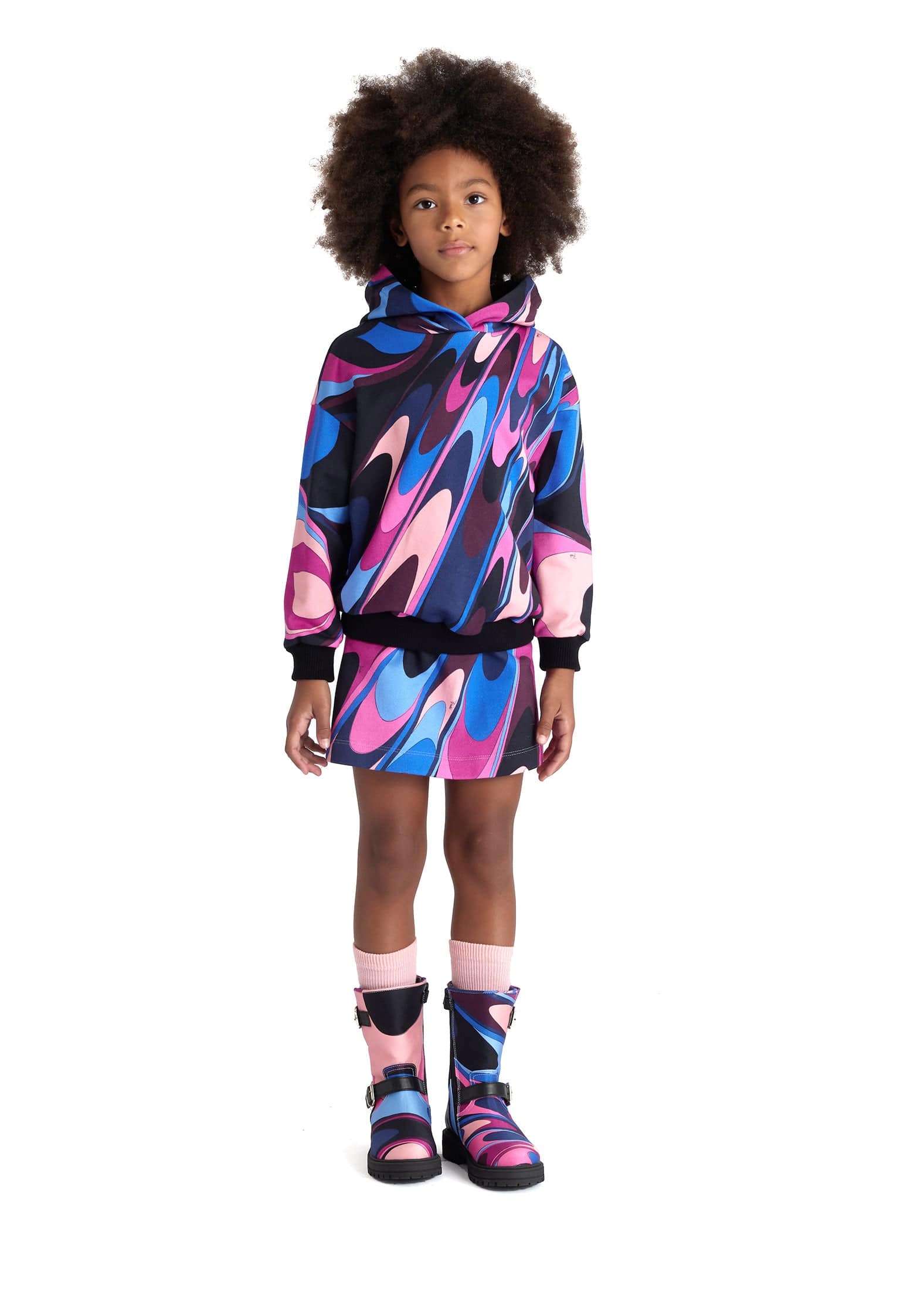 PUCCI Girls Onde Print Hoodie in Multicolour