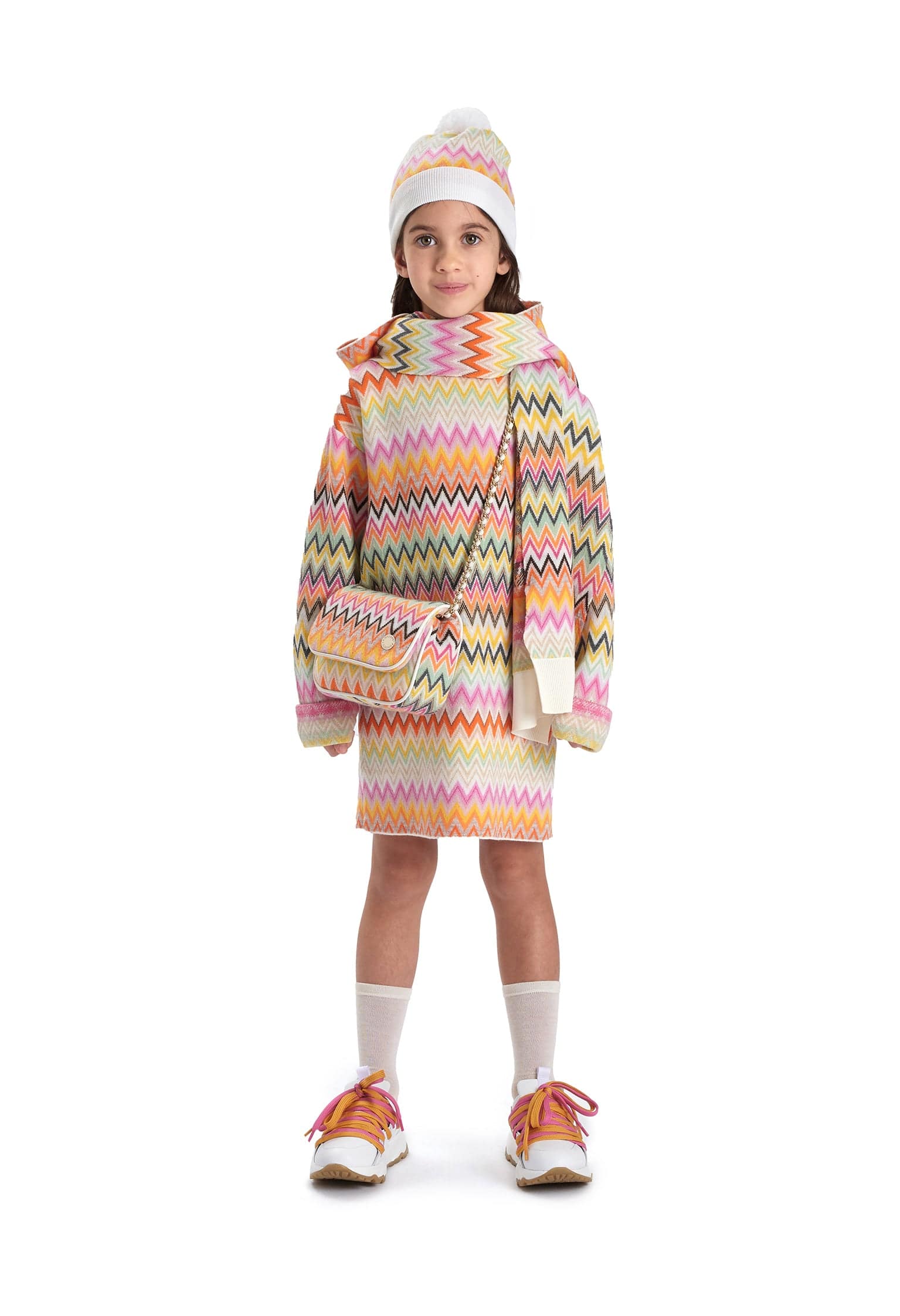 Missoni Girls Zigzag Bobble Hat in Multicolour