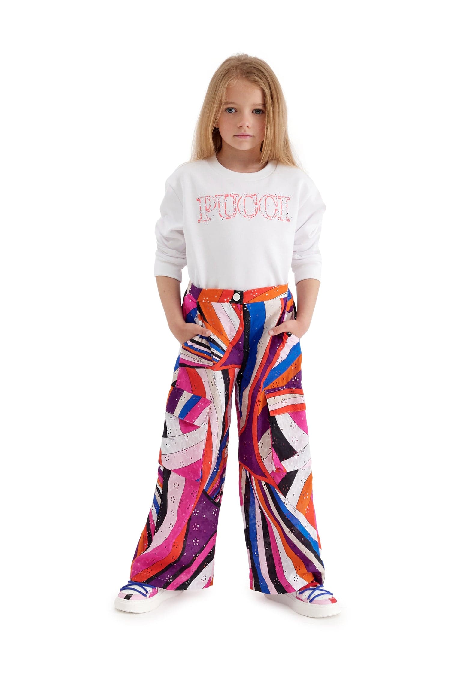 Pucci Girls Logo Sweatshirt in White