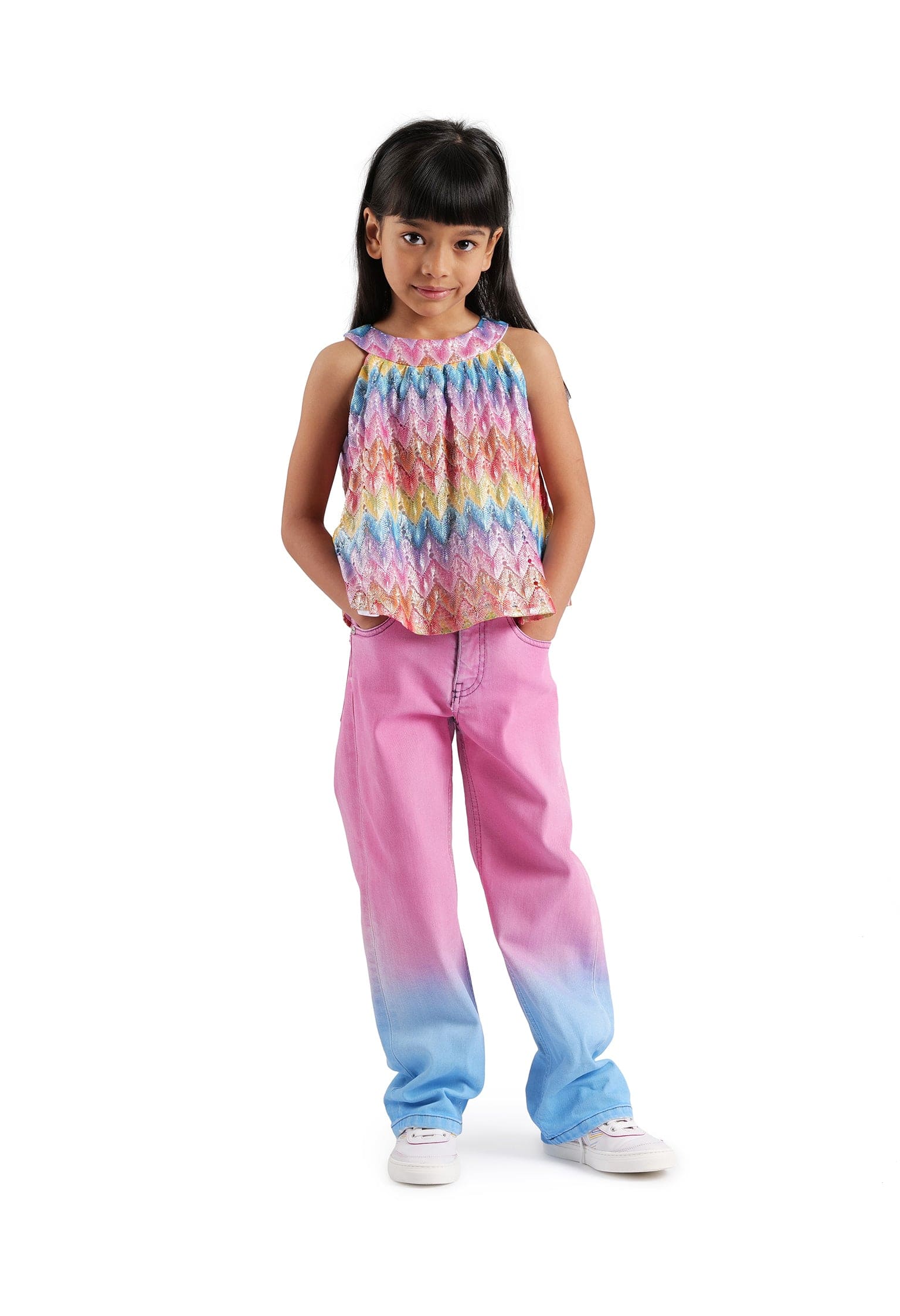 Missoni Girls Sleeveless Zigzag Top in Multicolour