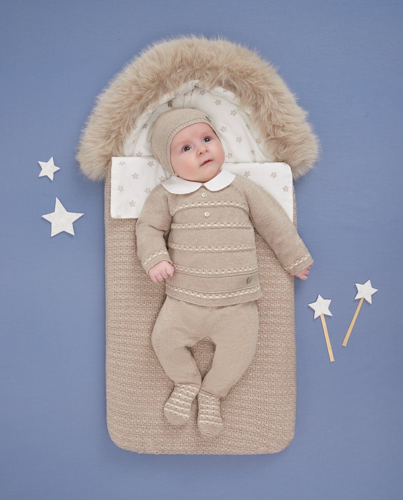 Baby Knitted 2 Piece Set in Beige