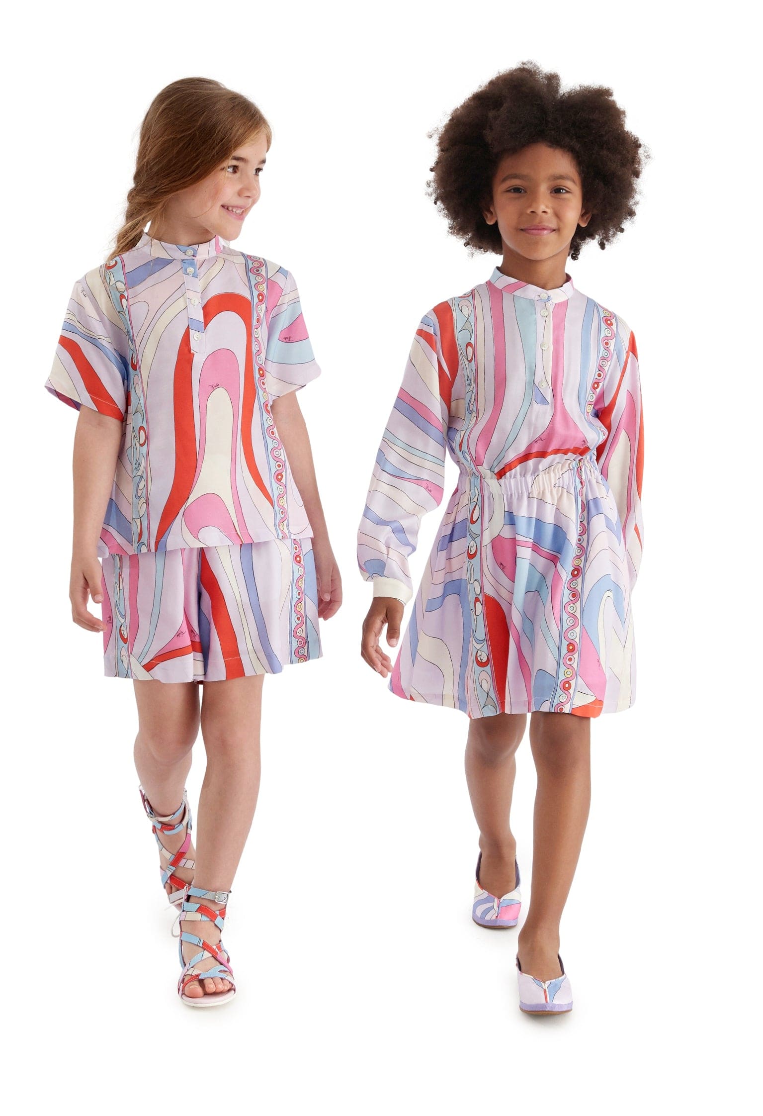 Pucci Girls Marmo Woven Dress in Multicolour