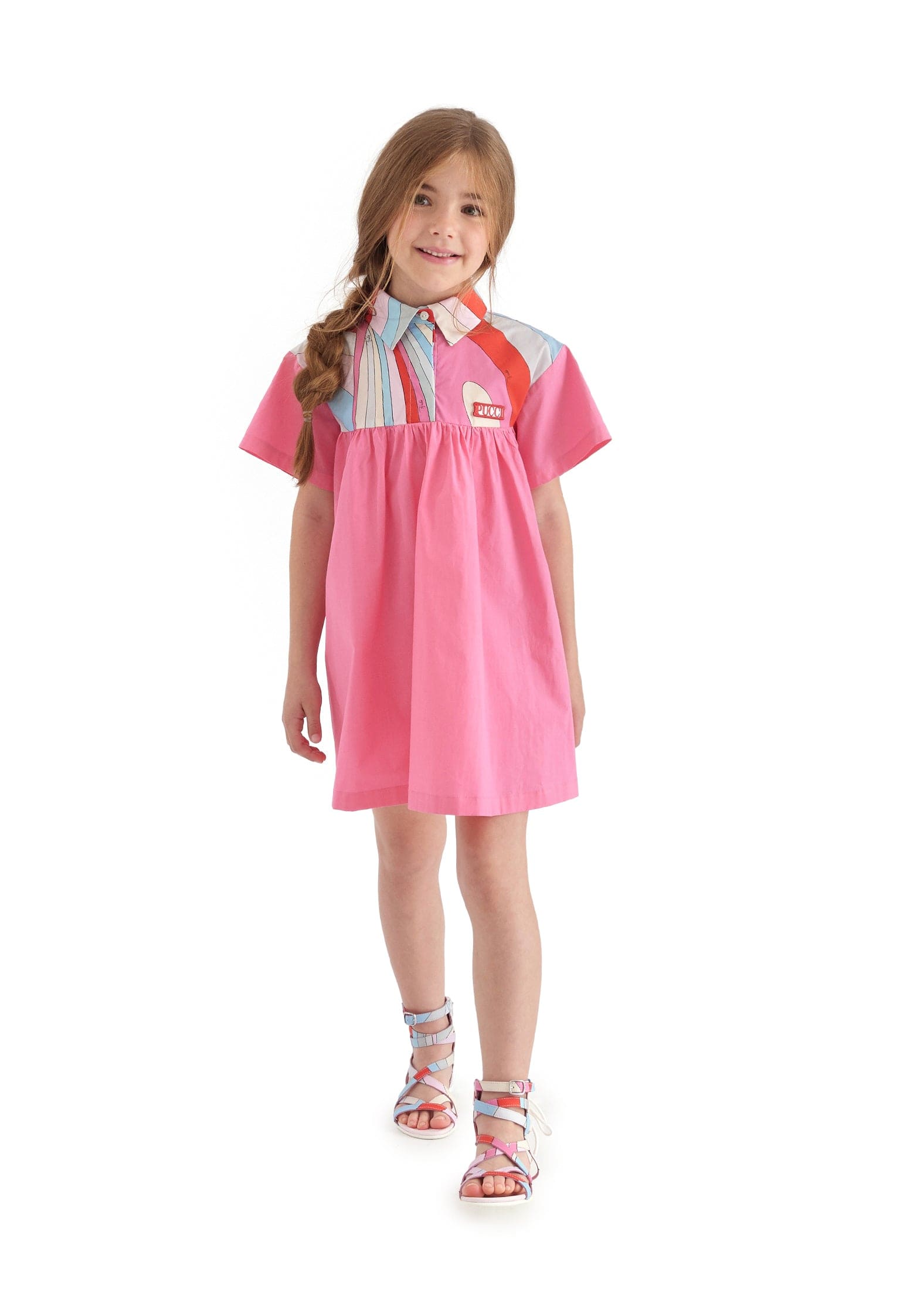 Pucci Girls Marmo Shirt Dress in Pink