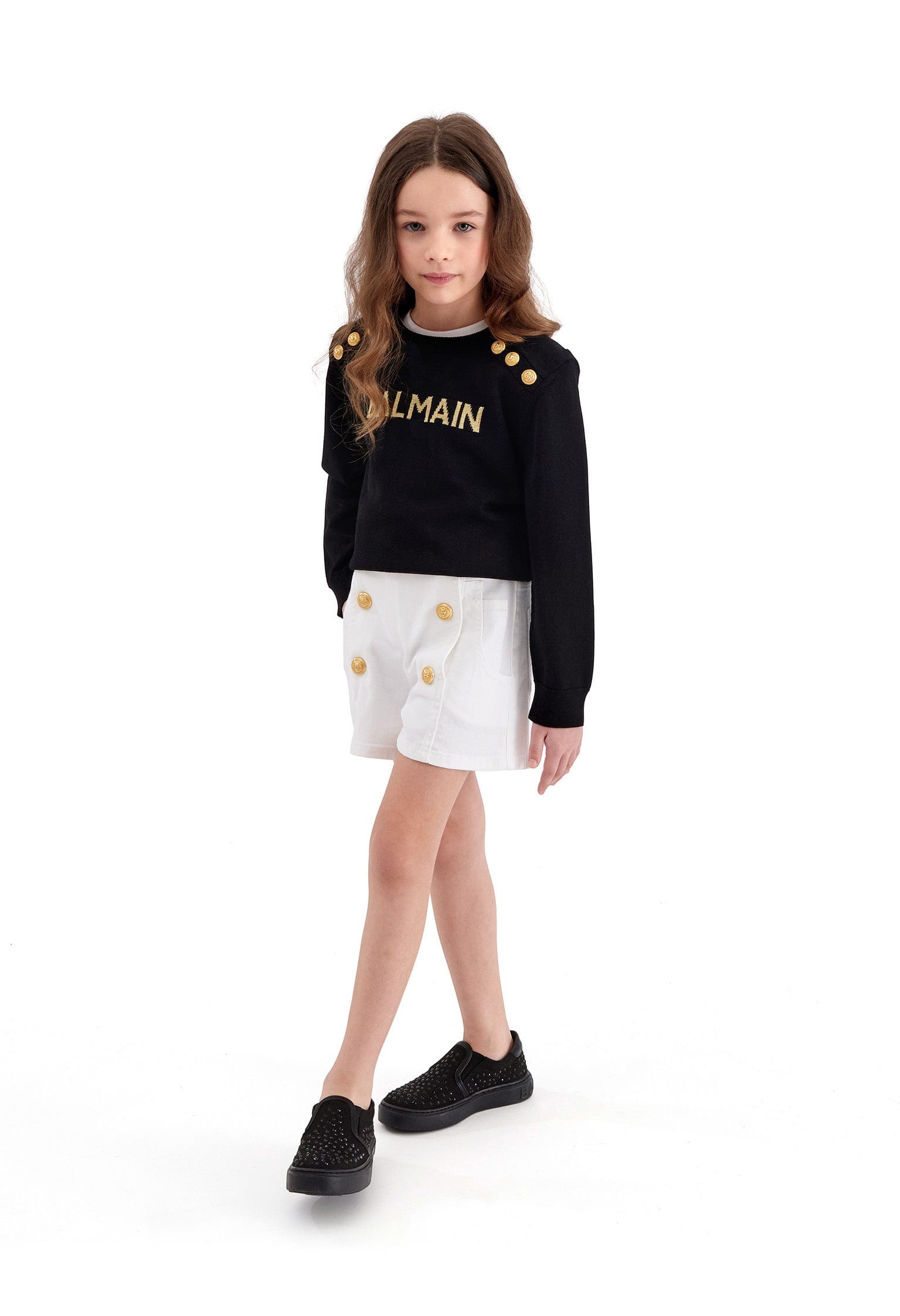 Balmain Girls Button Front Shorts in White