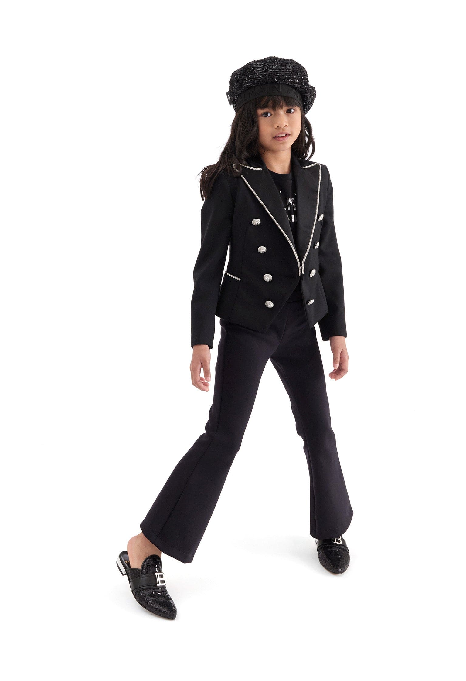 Balmain Girls Wool Suit Jacket in Black