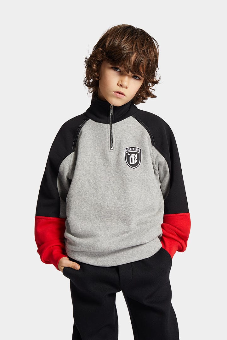 Dsquared2 Kids Colourblock Half Zip Sweatshirt in Grey