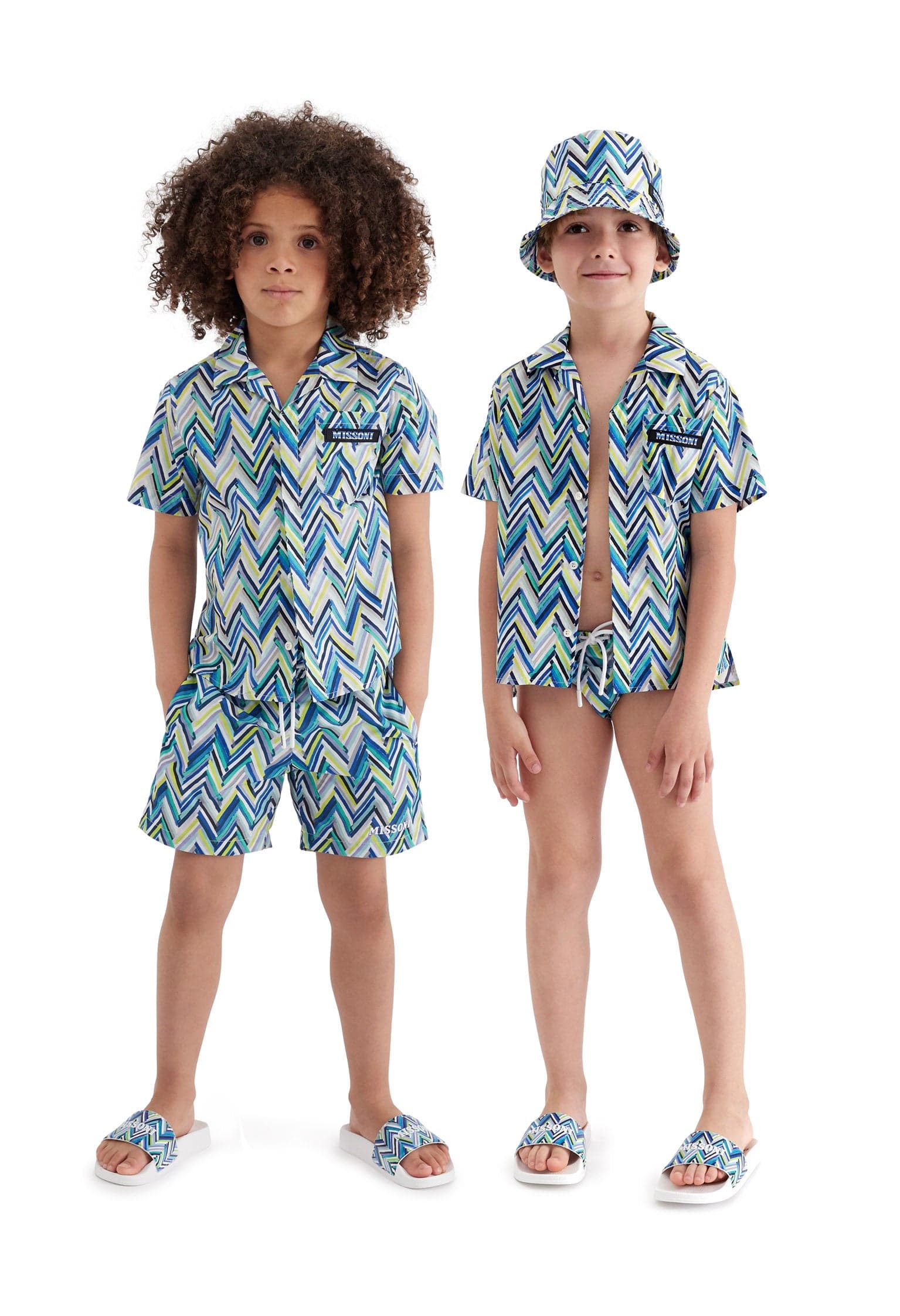 Missoni Boys Zigzag Swim Shorts in Blue