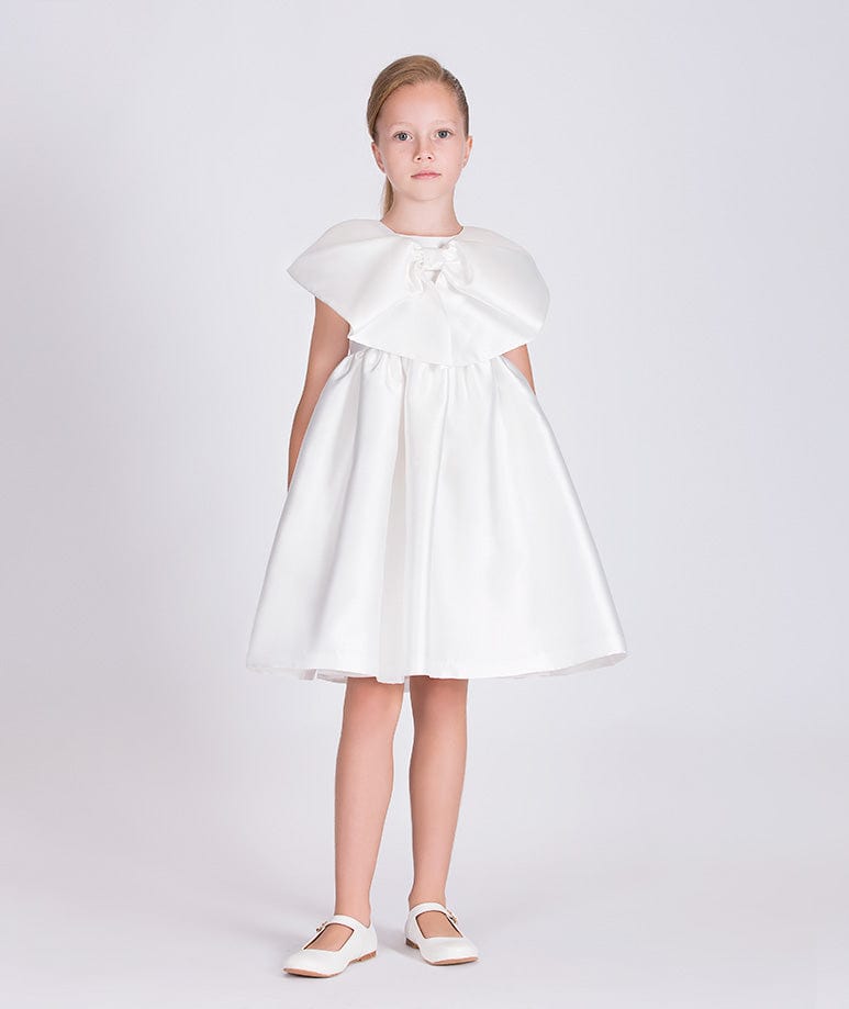 Mama Luma Girls Flared Special Occasiom Dress With Bolero in White