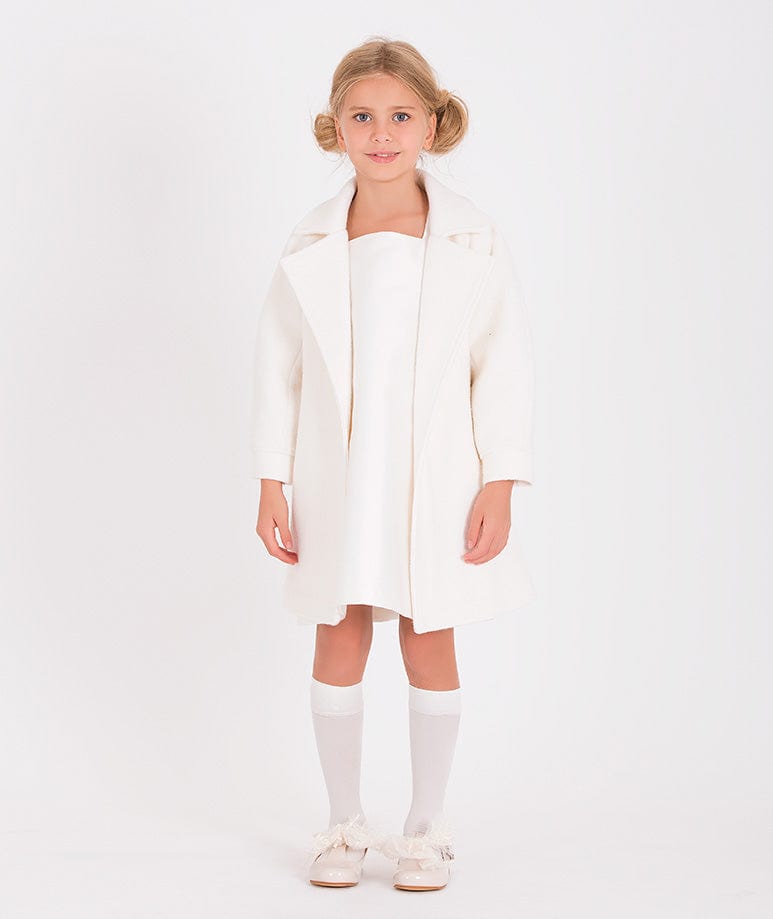 Mama Luma Girls Long Coat in White