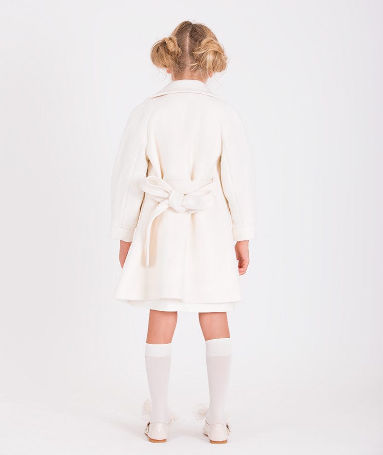 Mama Luma Girls Long Coat in White