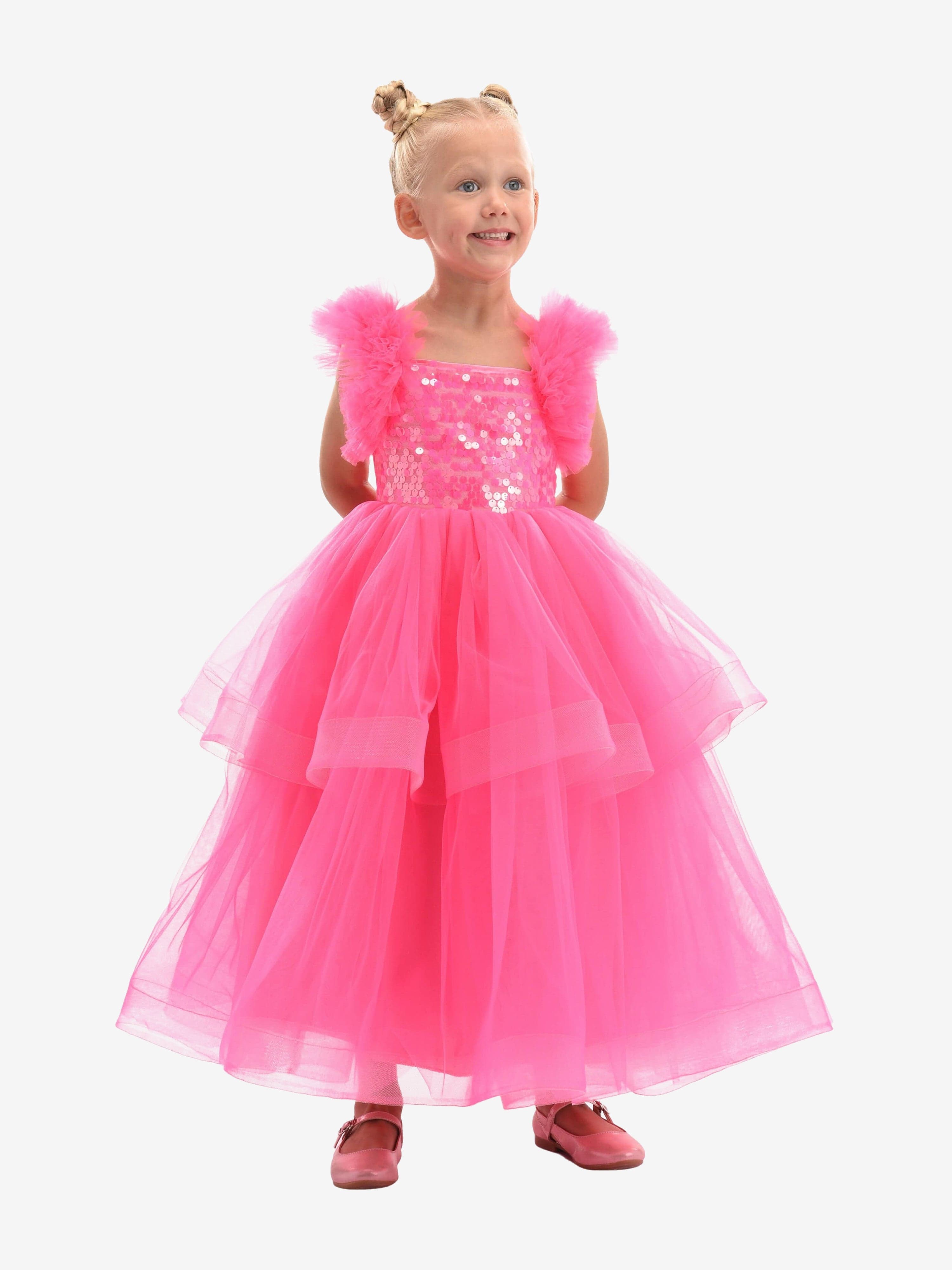 Fuchsia Peralta Sequin Ruffle Tulle Dress