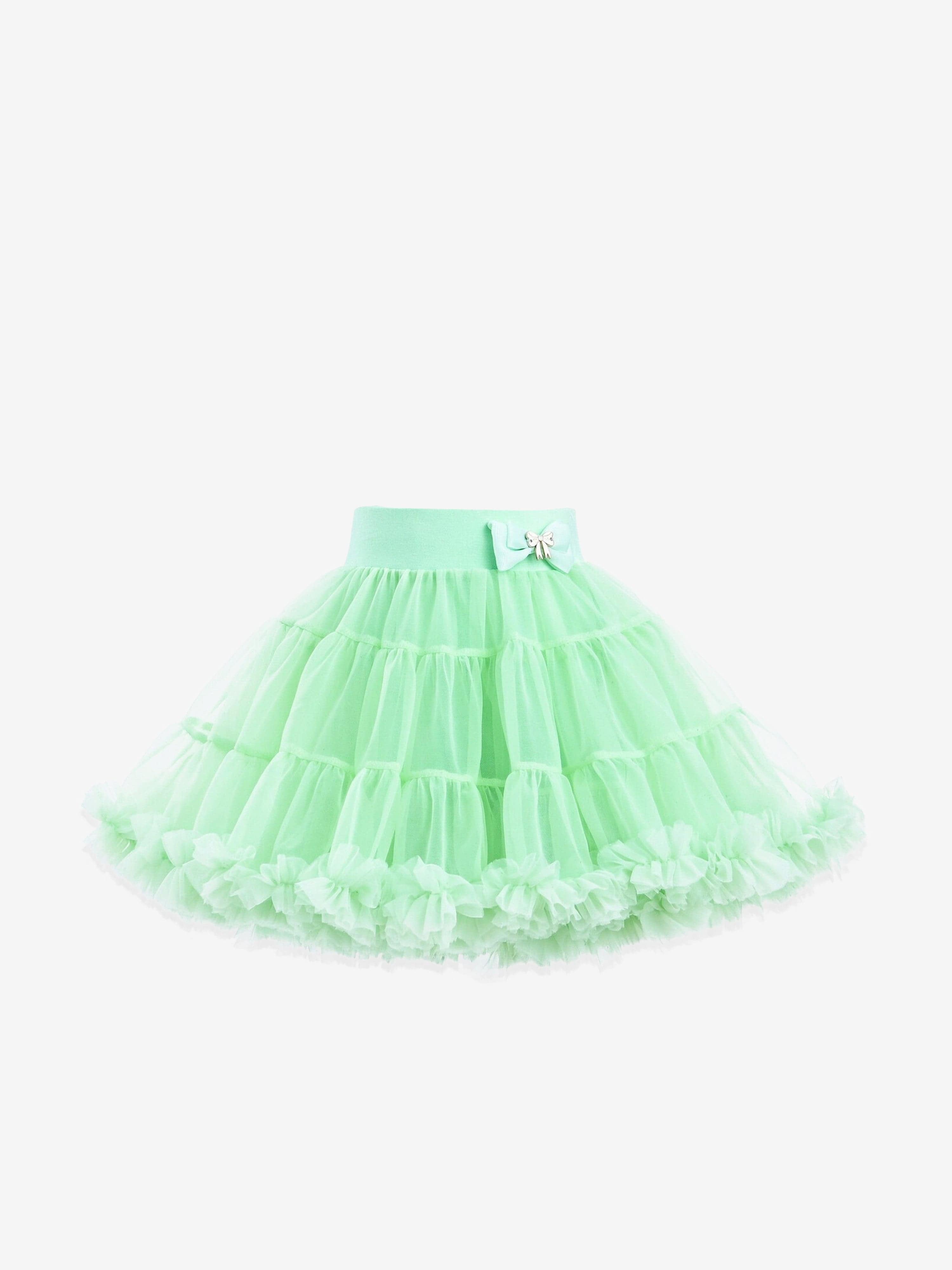 Green Pastel Bow Tulle Skirt