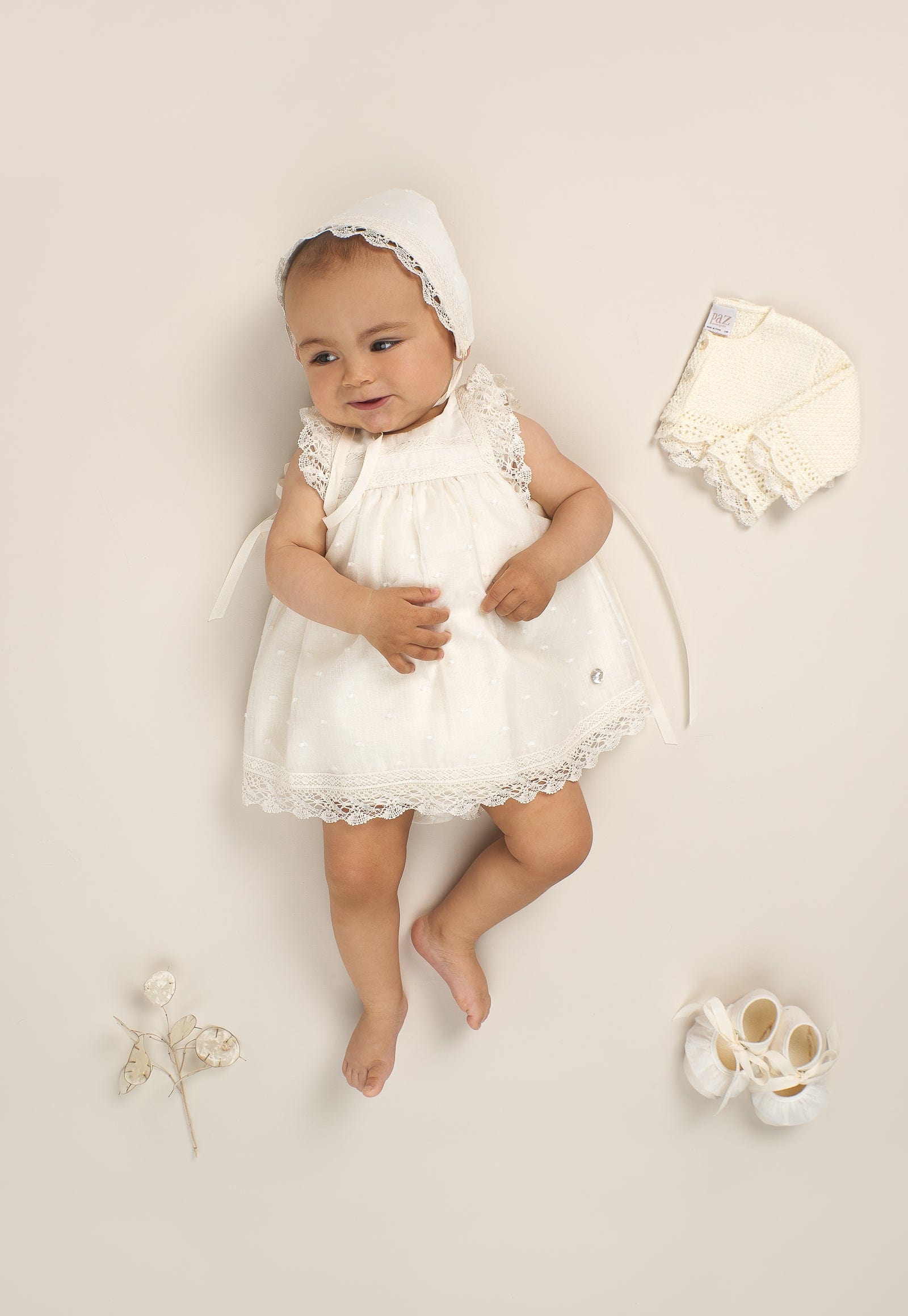 Paz Rodriguez Baby Girls Dress With Bloomers in Ivory