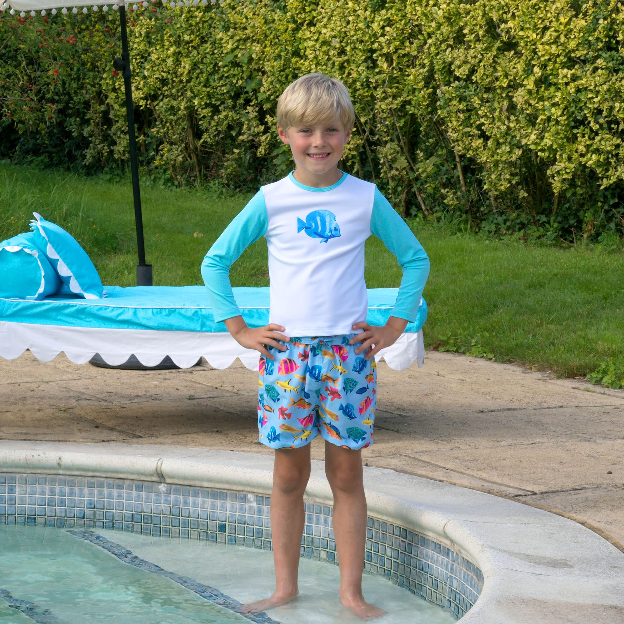 Rachel Riley Boys Tropical Fish Rash Guard in Multicolour