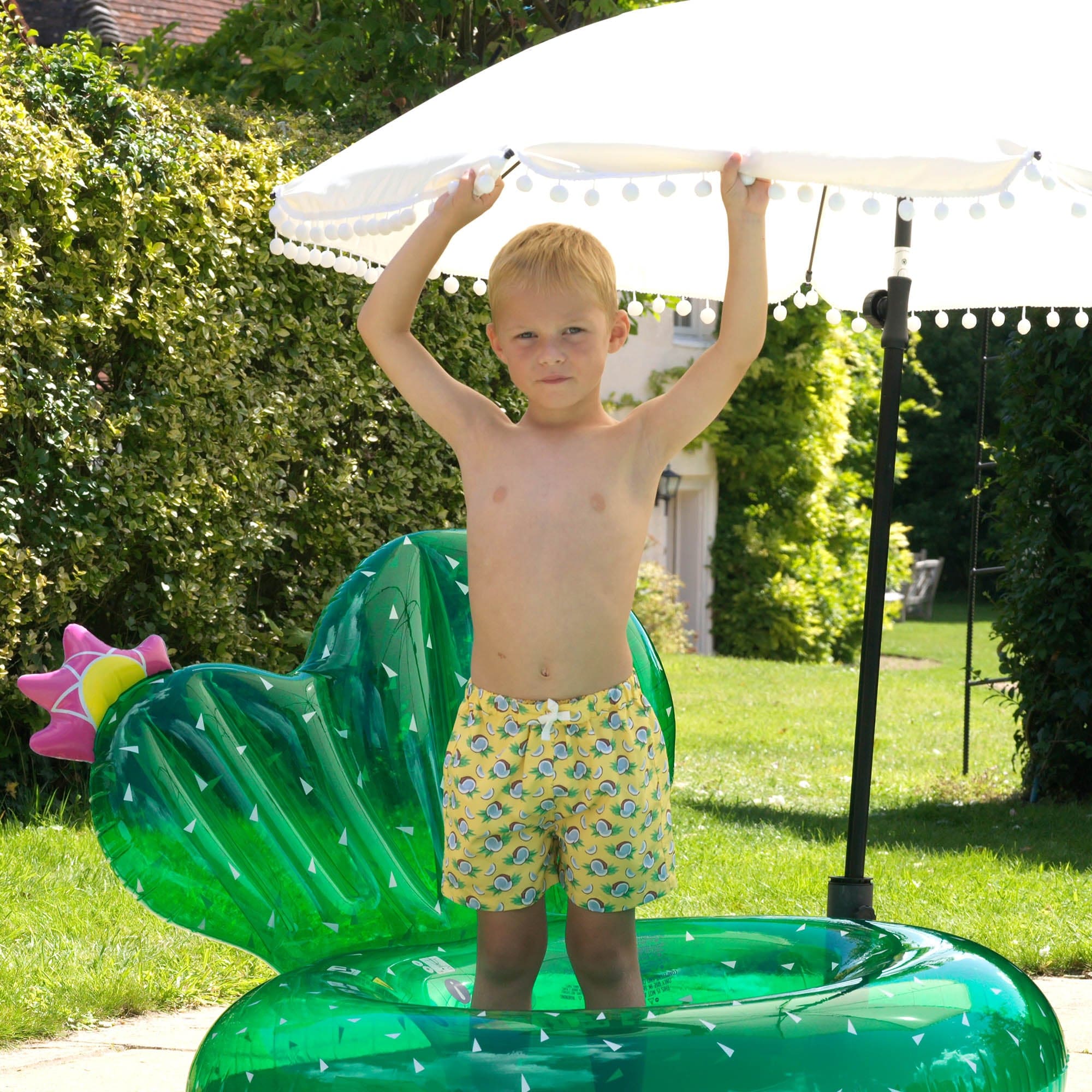 Rachel Riley Boys Coconut Swim Shorts in Yellow