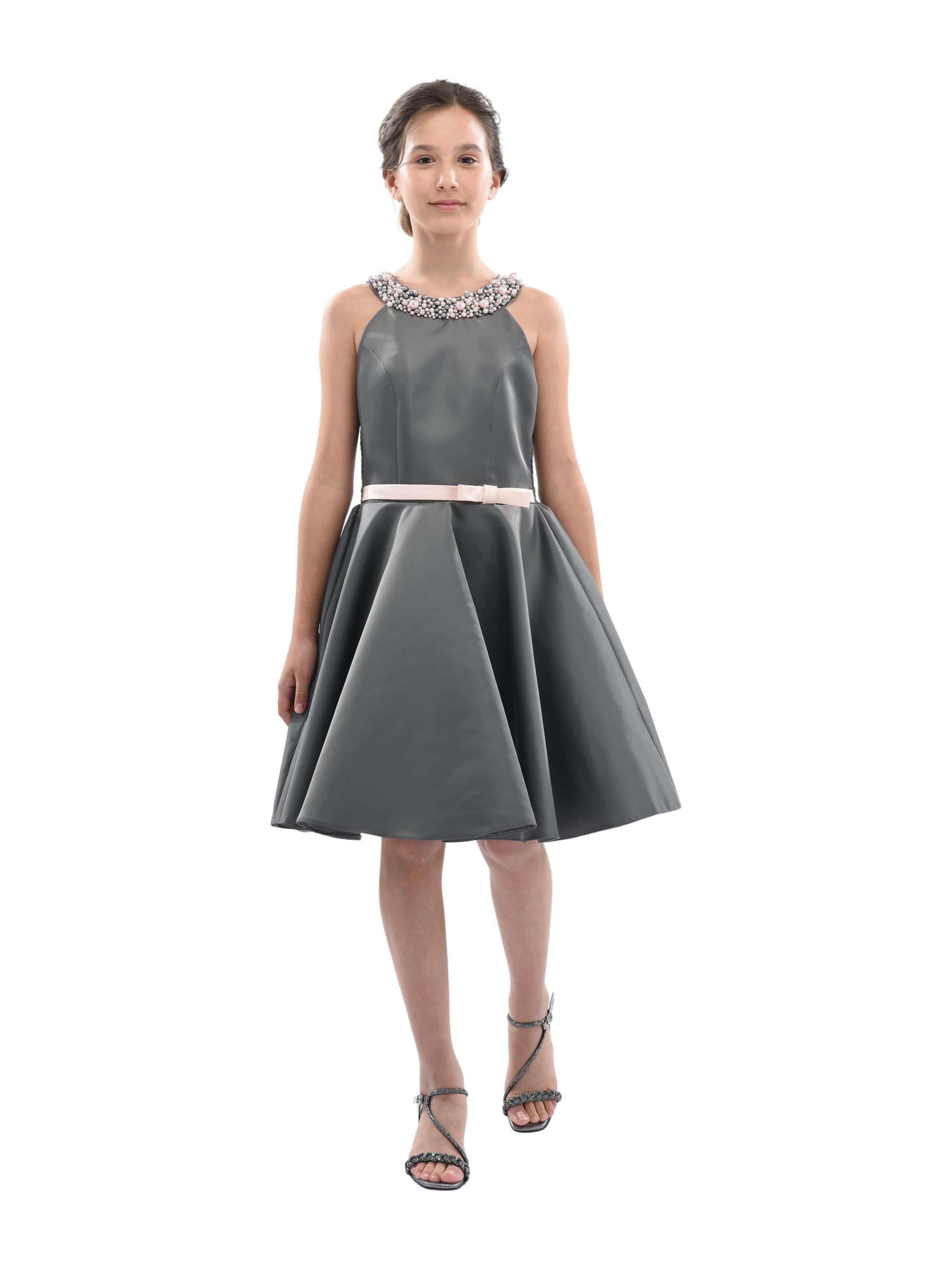 Gray Cardona Pearl Halter Dress