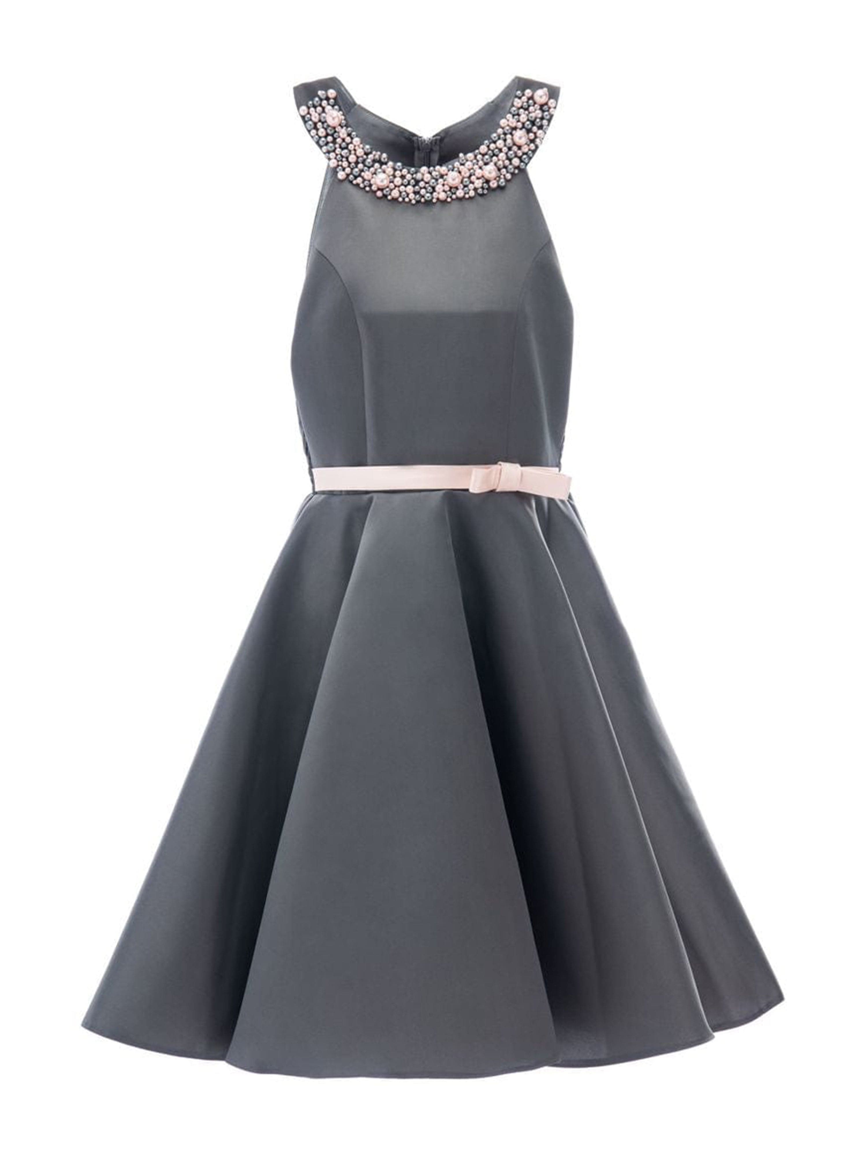 Gray Cardona Pearl Halter Dress