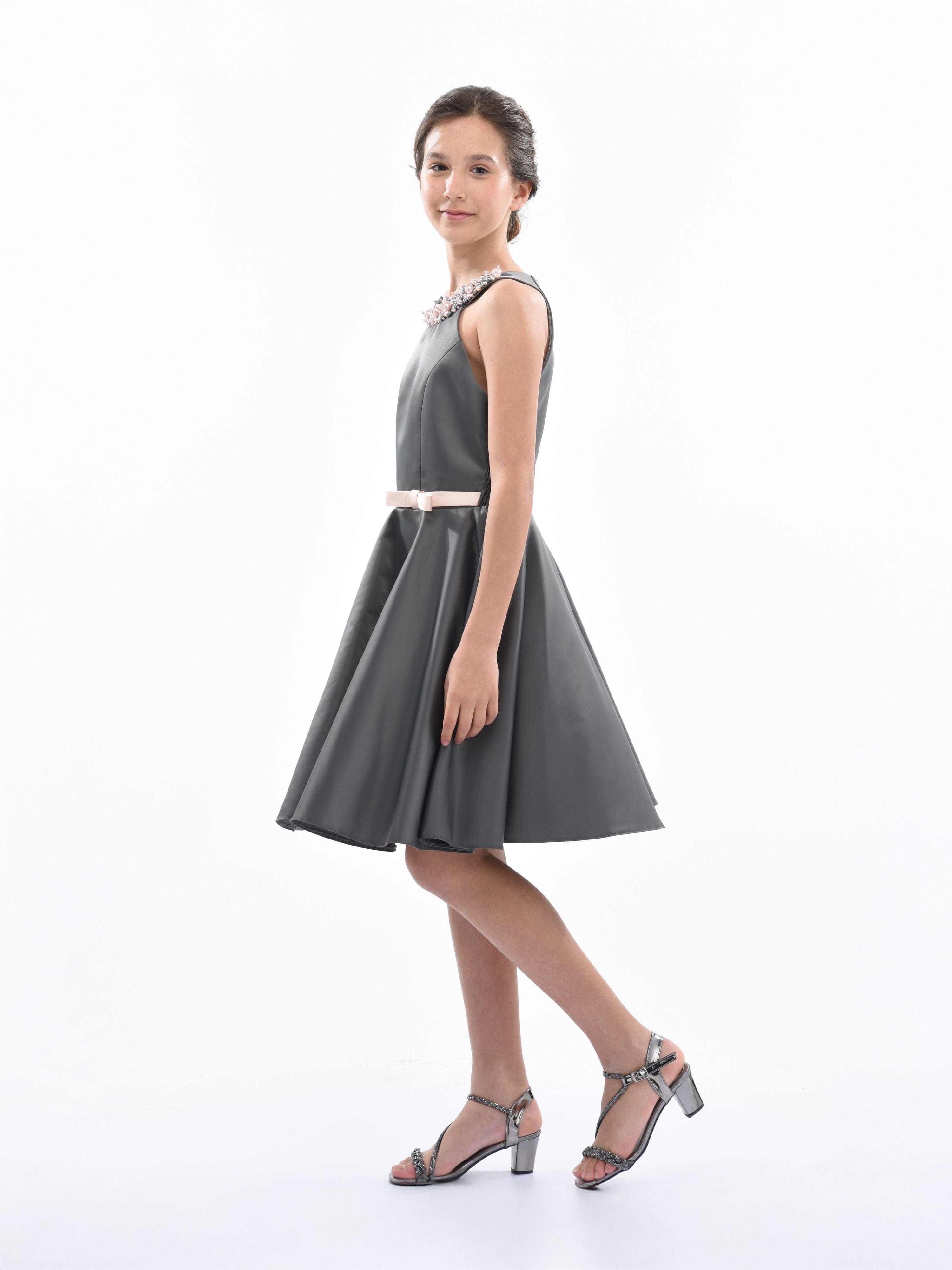 Gray Cardona Pearl Halter Dress