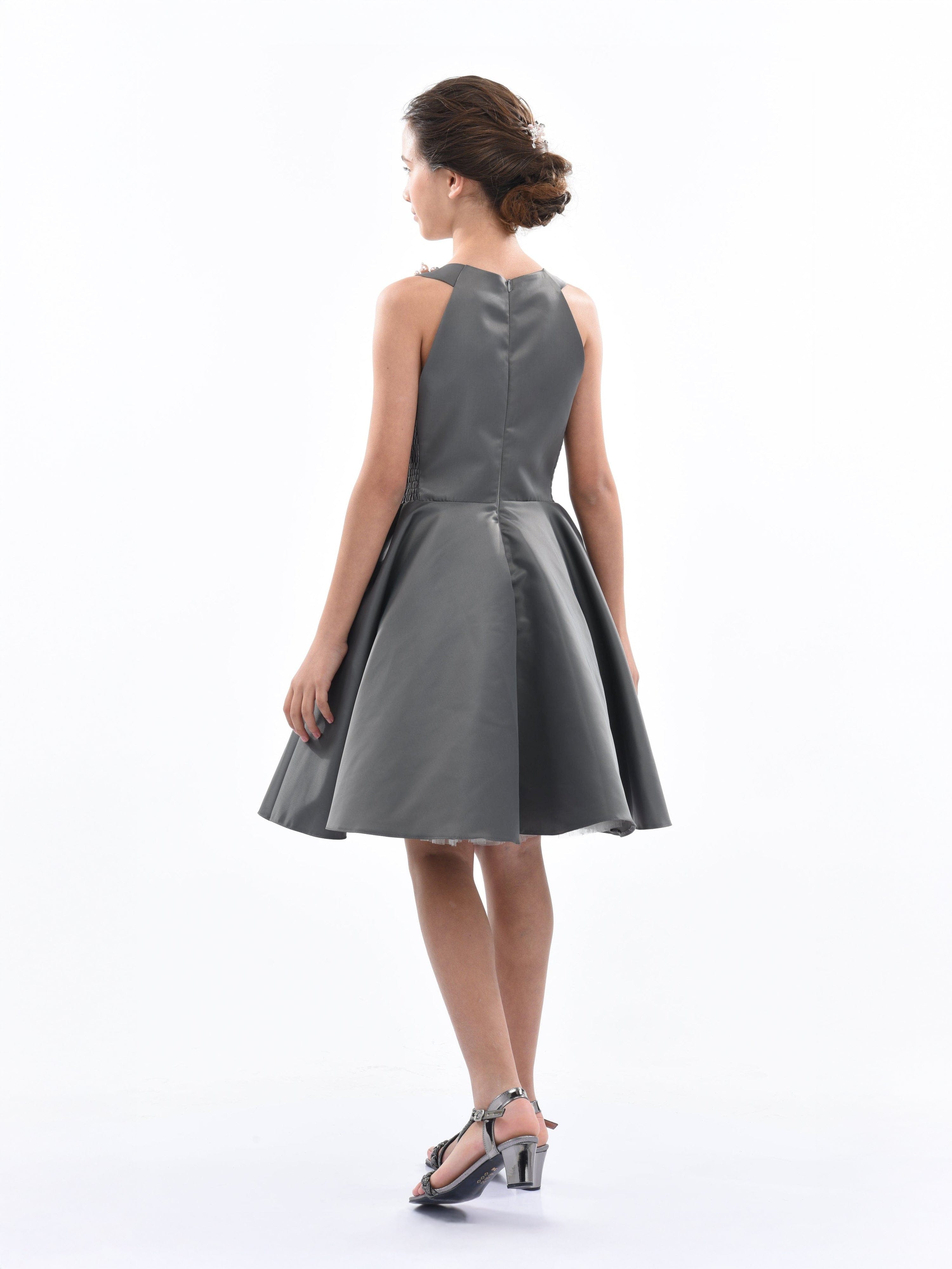 Gray Cardona Pearl Halter Dress