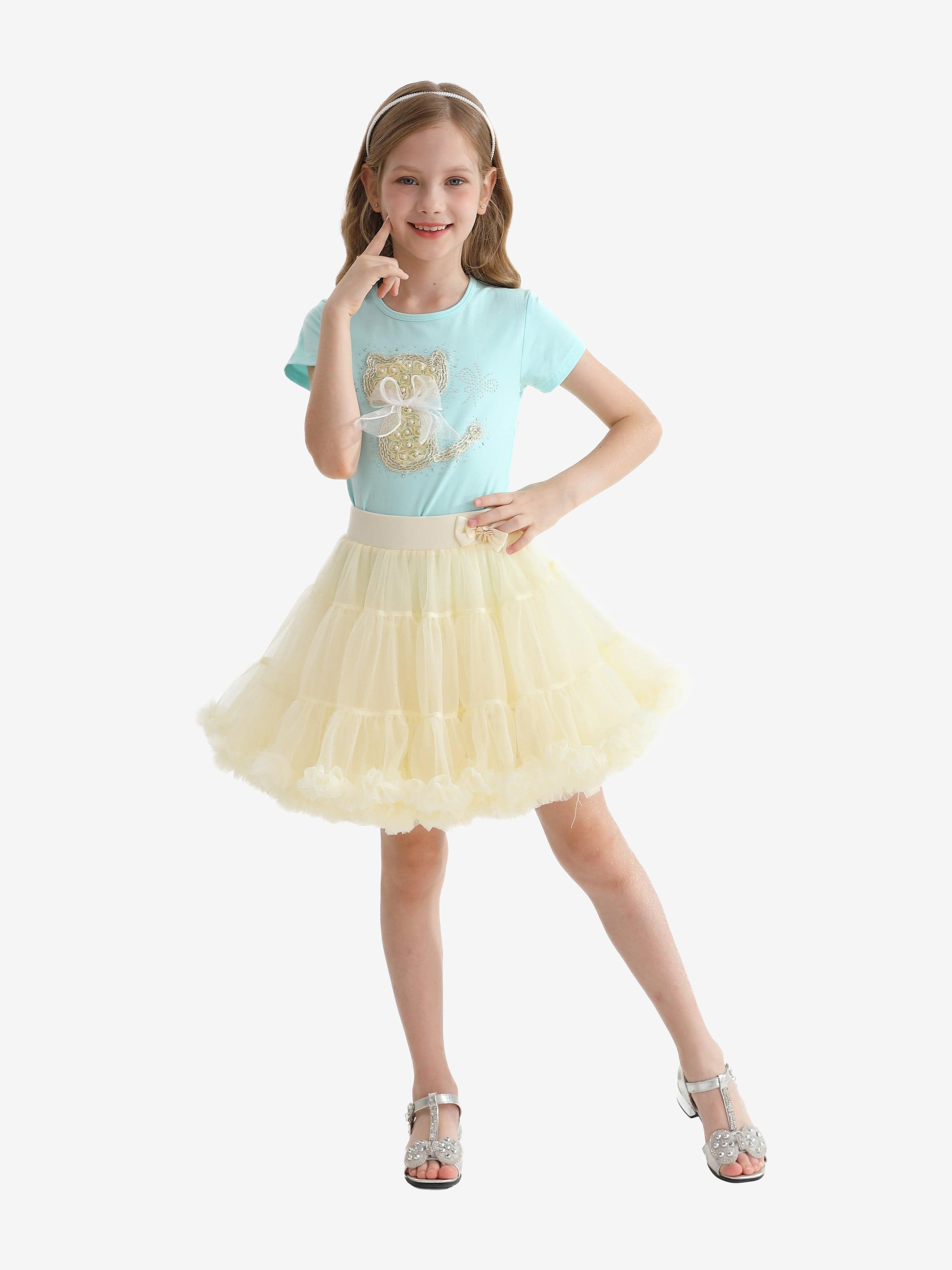 Yellow Pastel Bow Tulle Skirt