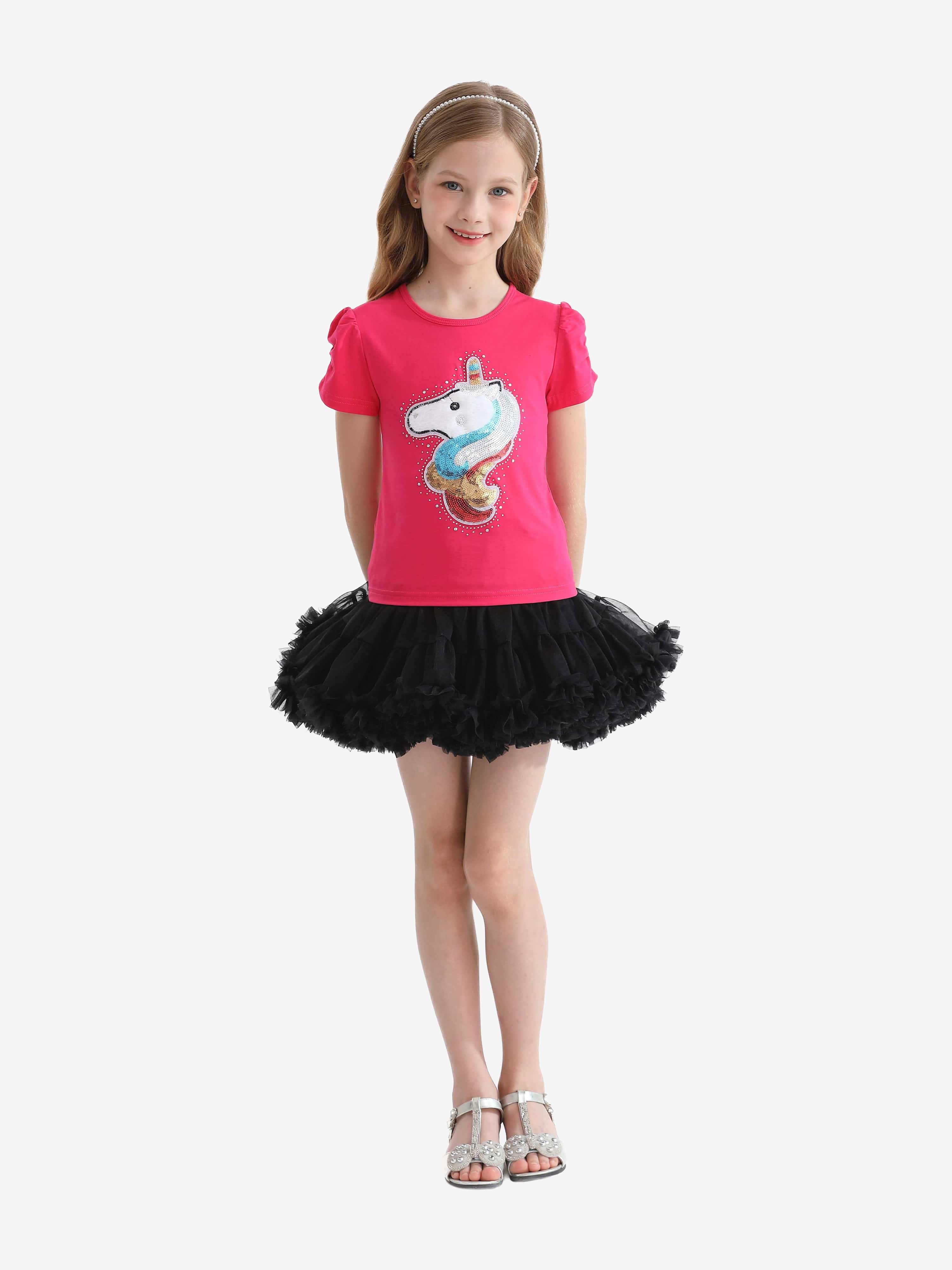 Pink Raspberry Unicorn Applique T-Shirt