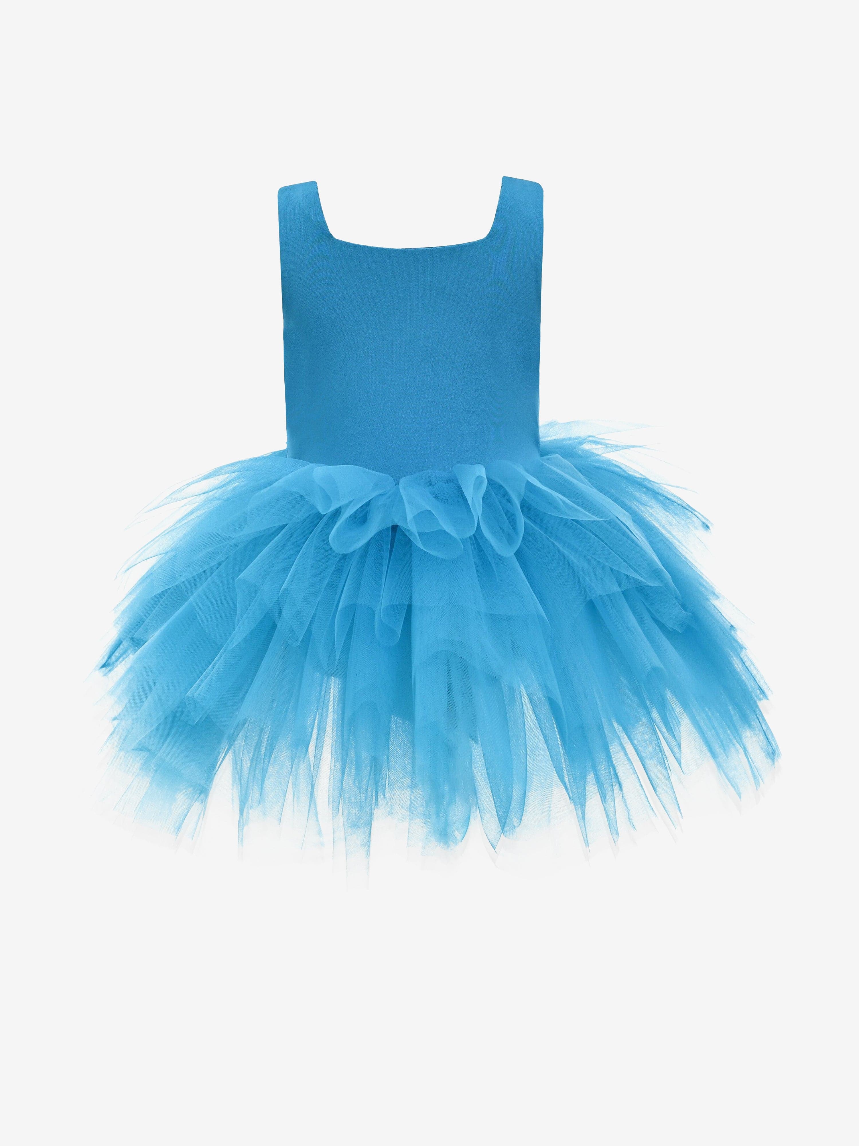 Blue Neon Solid Tutu Dress