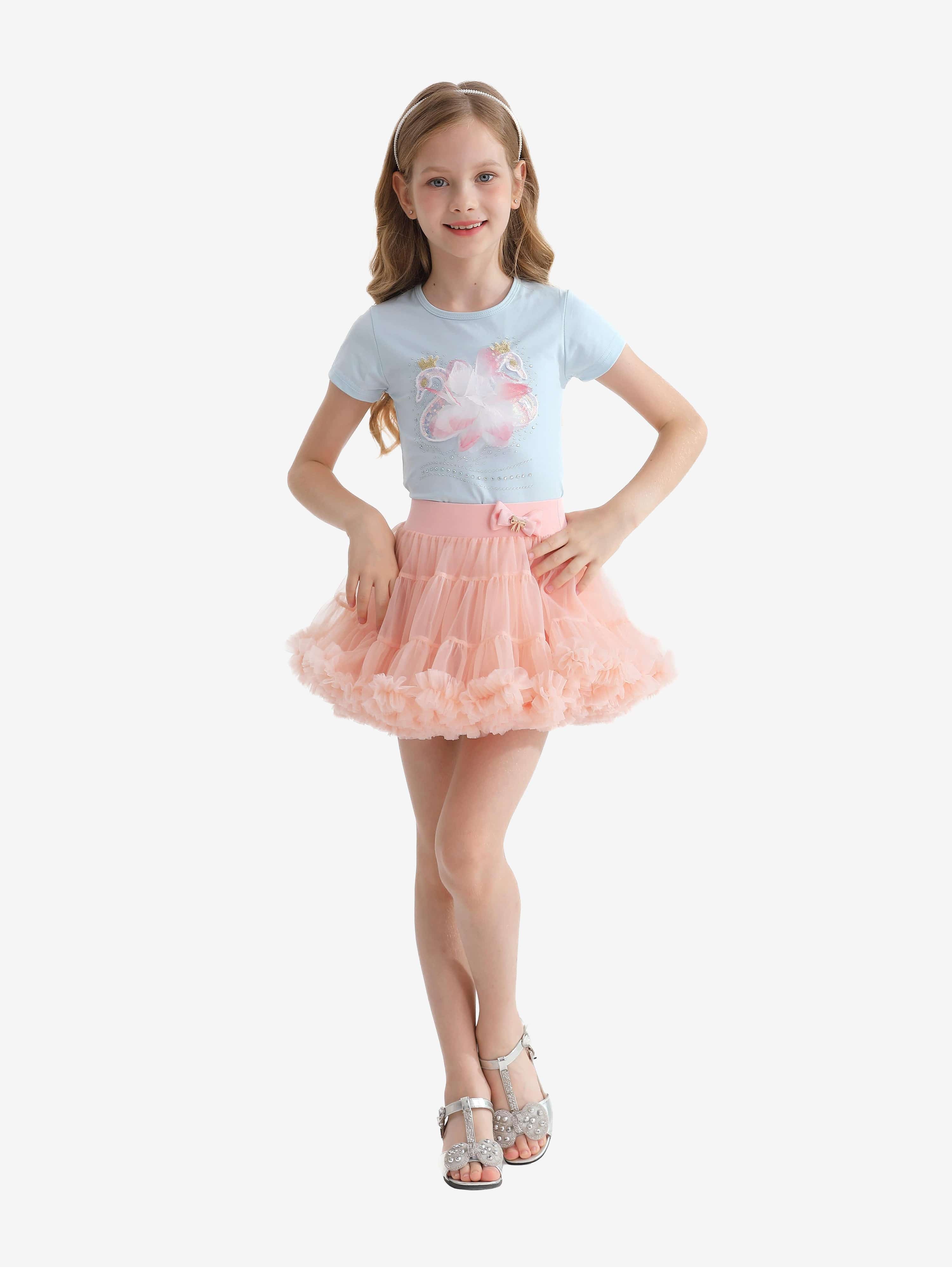 Pink Blush Bow Tutu Skirt