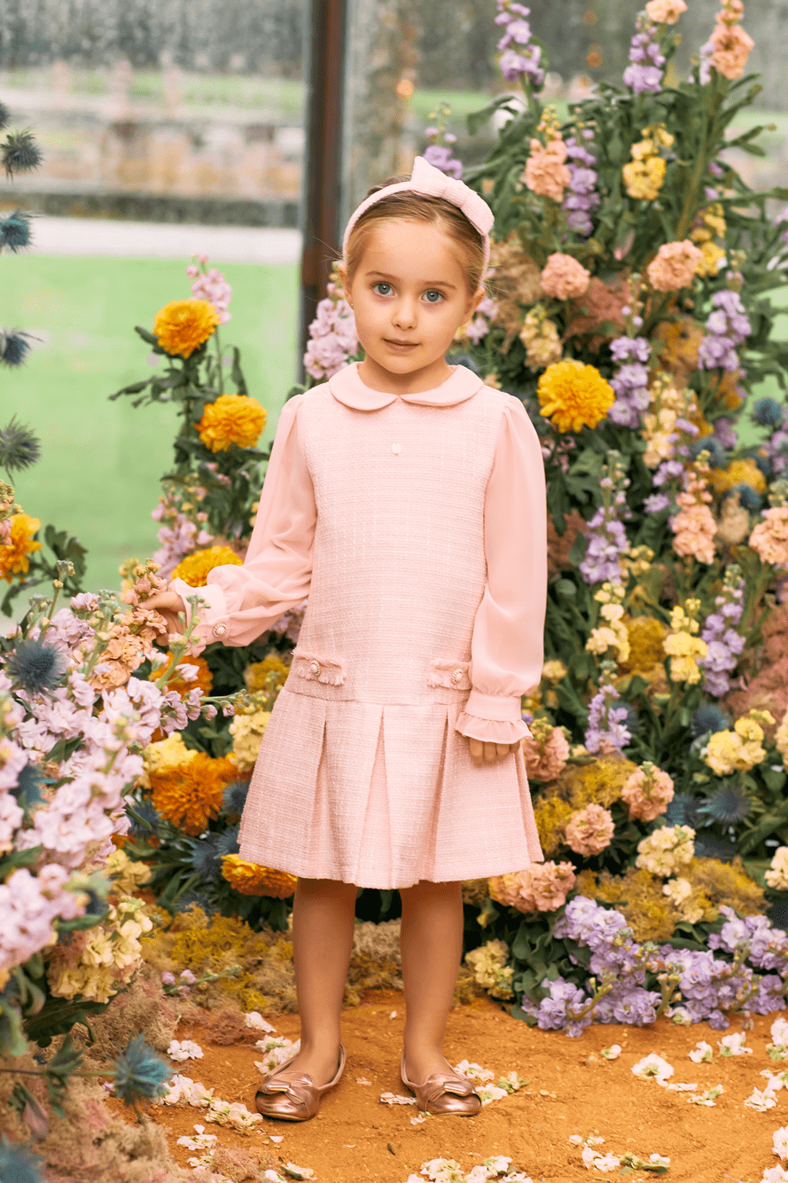 Baby Girls Tweed Dress in Pink