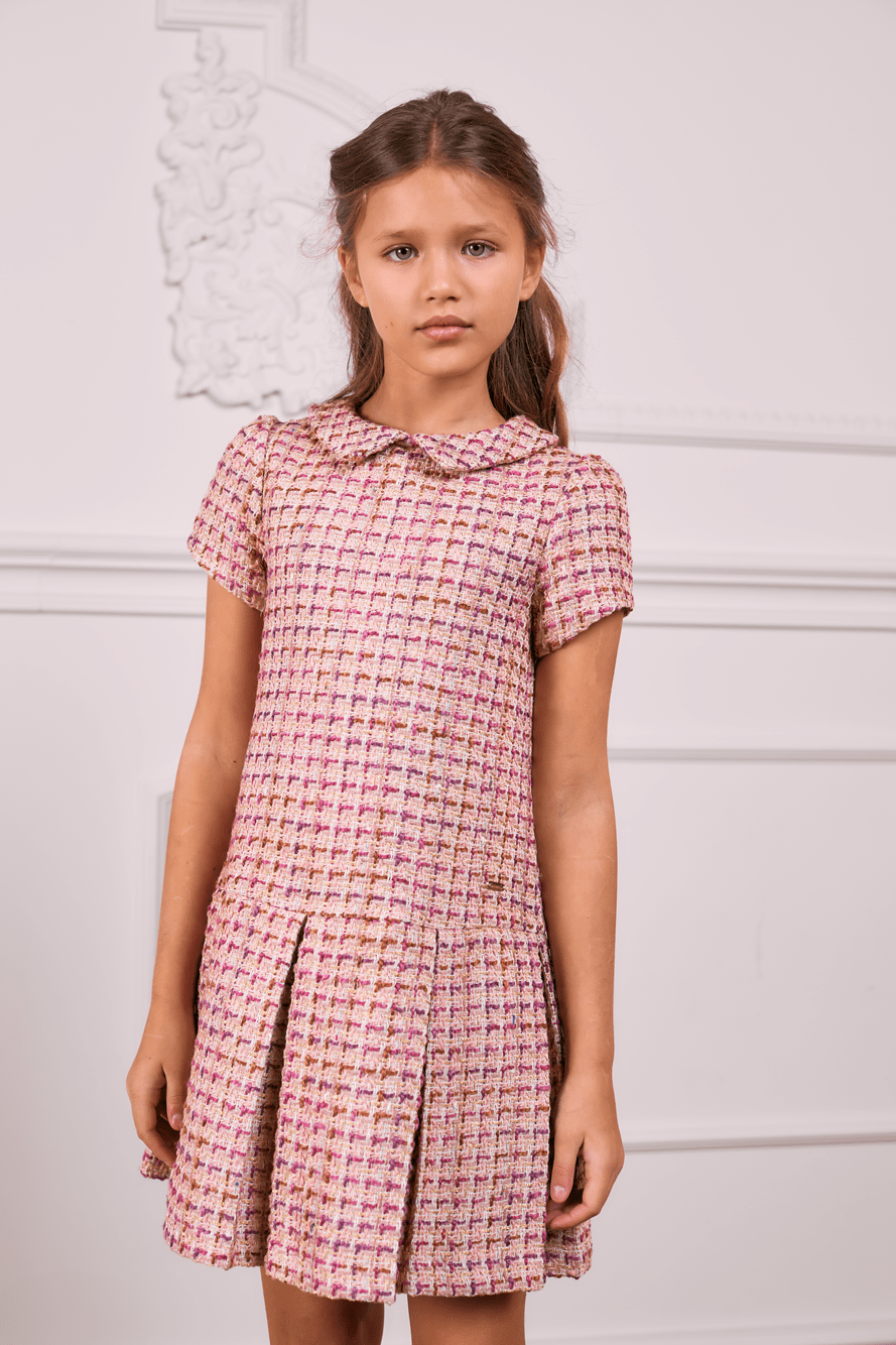 Girls Tweed Dress in Pink