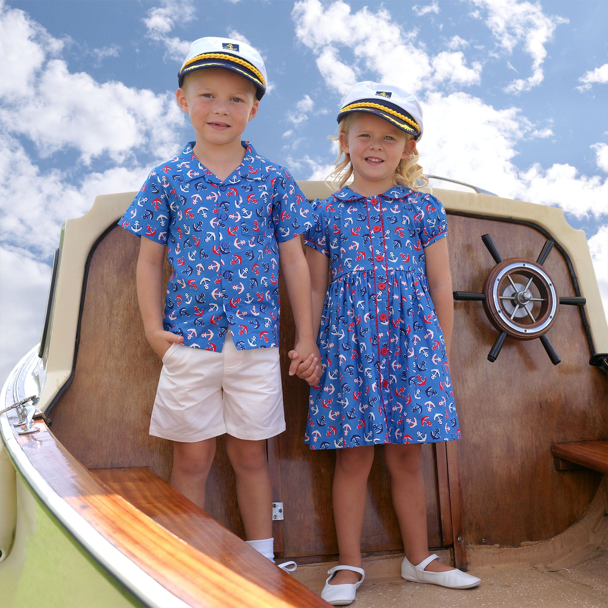 Rachel Riley Boys Anchor Shirt in Blue