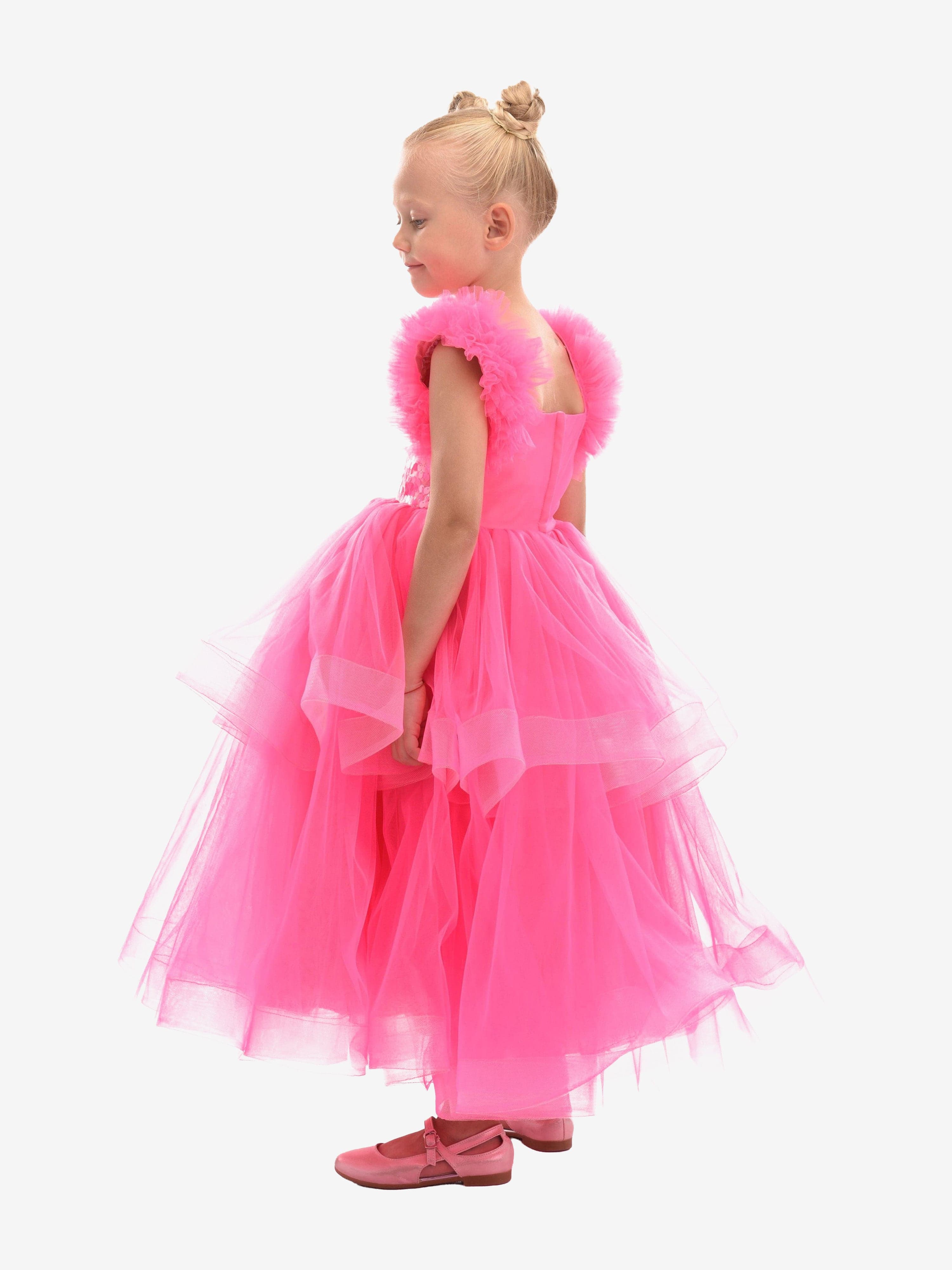 Fuchsia Peralta Sequin Ruffle Tulle Dress