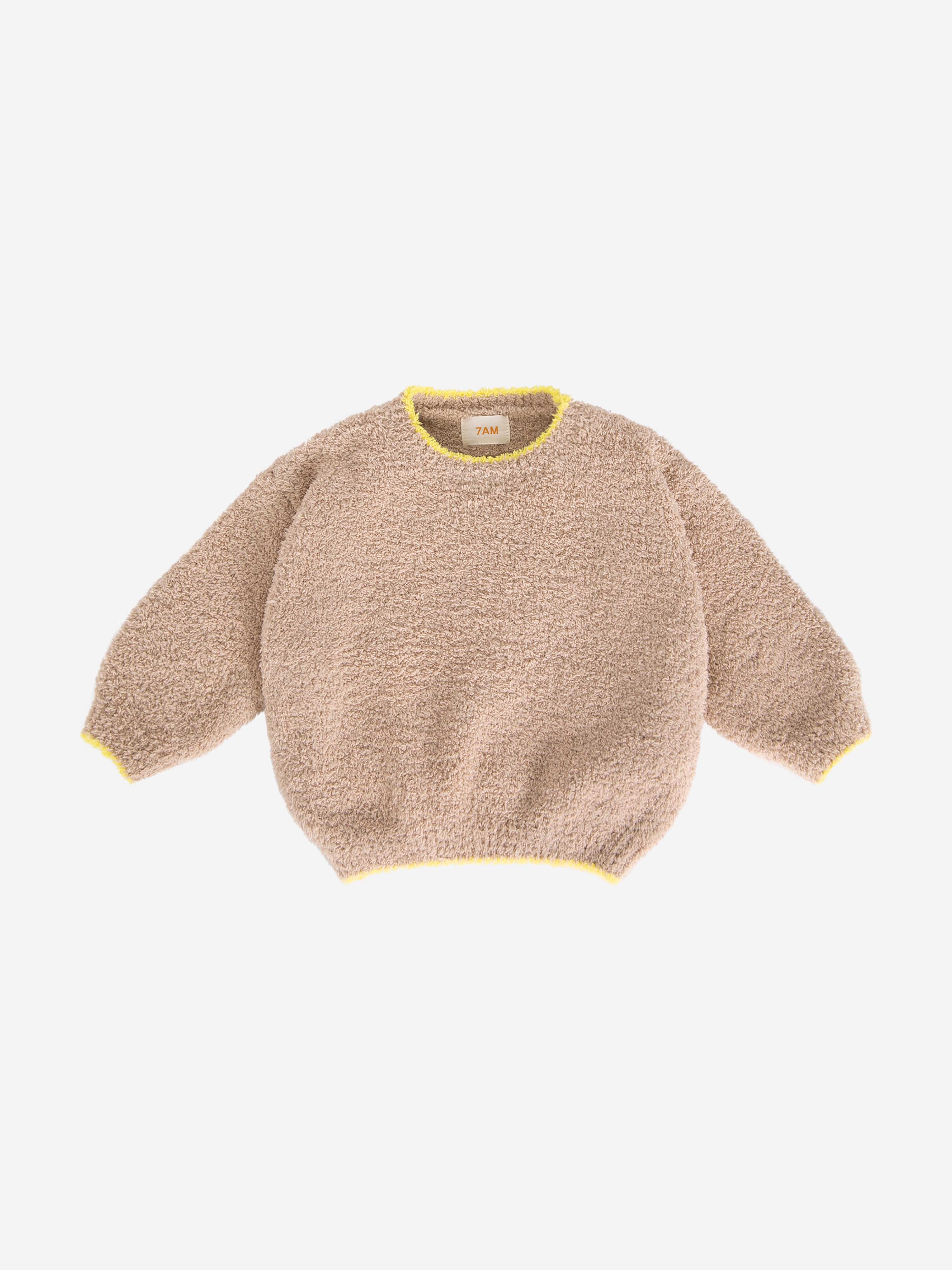 7AM Enfant Baby Fuzzy Boxy Sweater in Beige