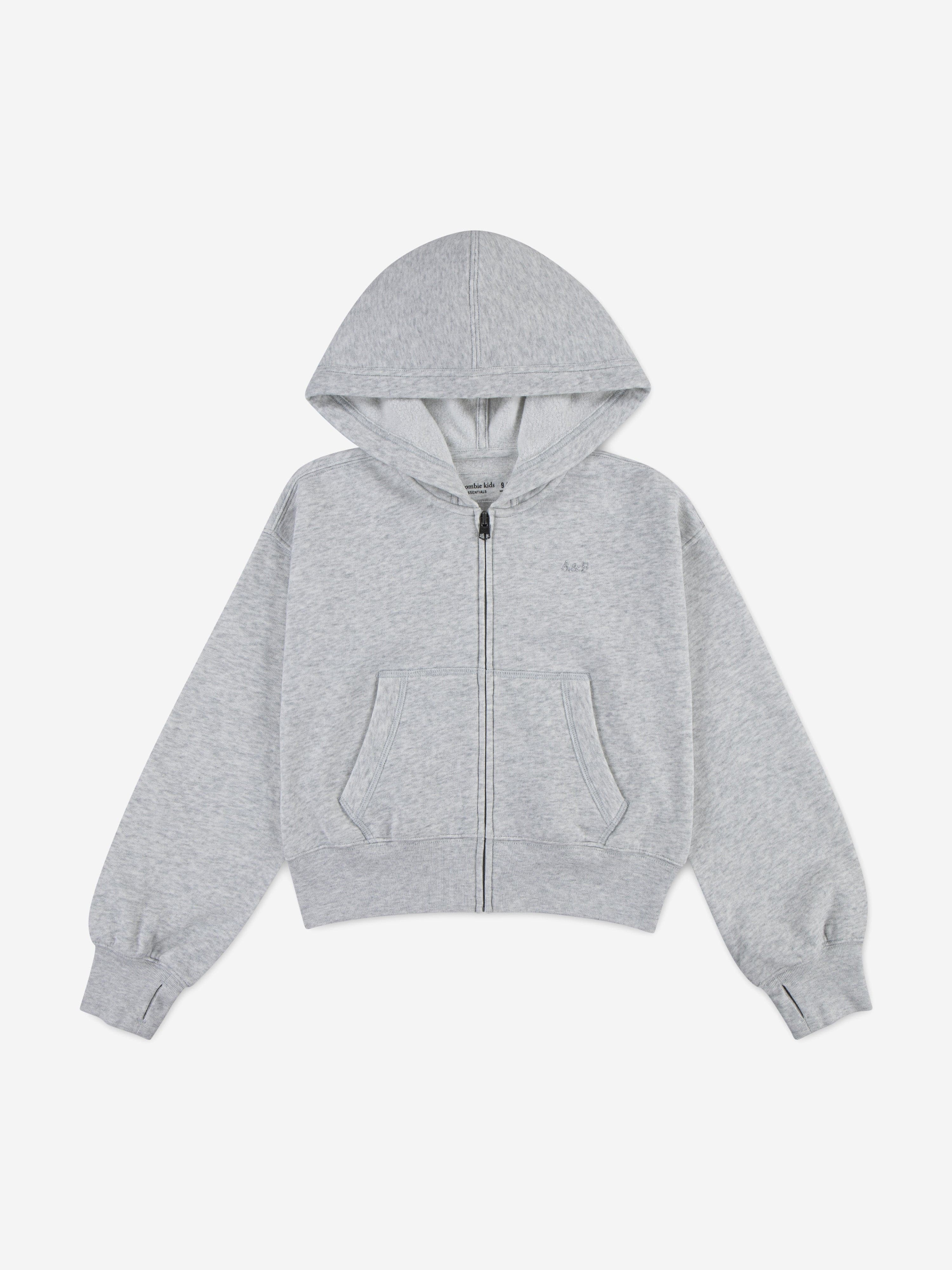 Abercrombie & Fitch Girls Essential Zip Up Top in Grey