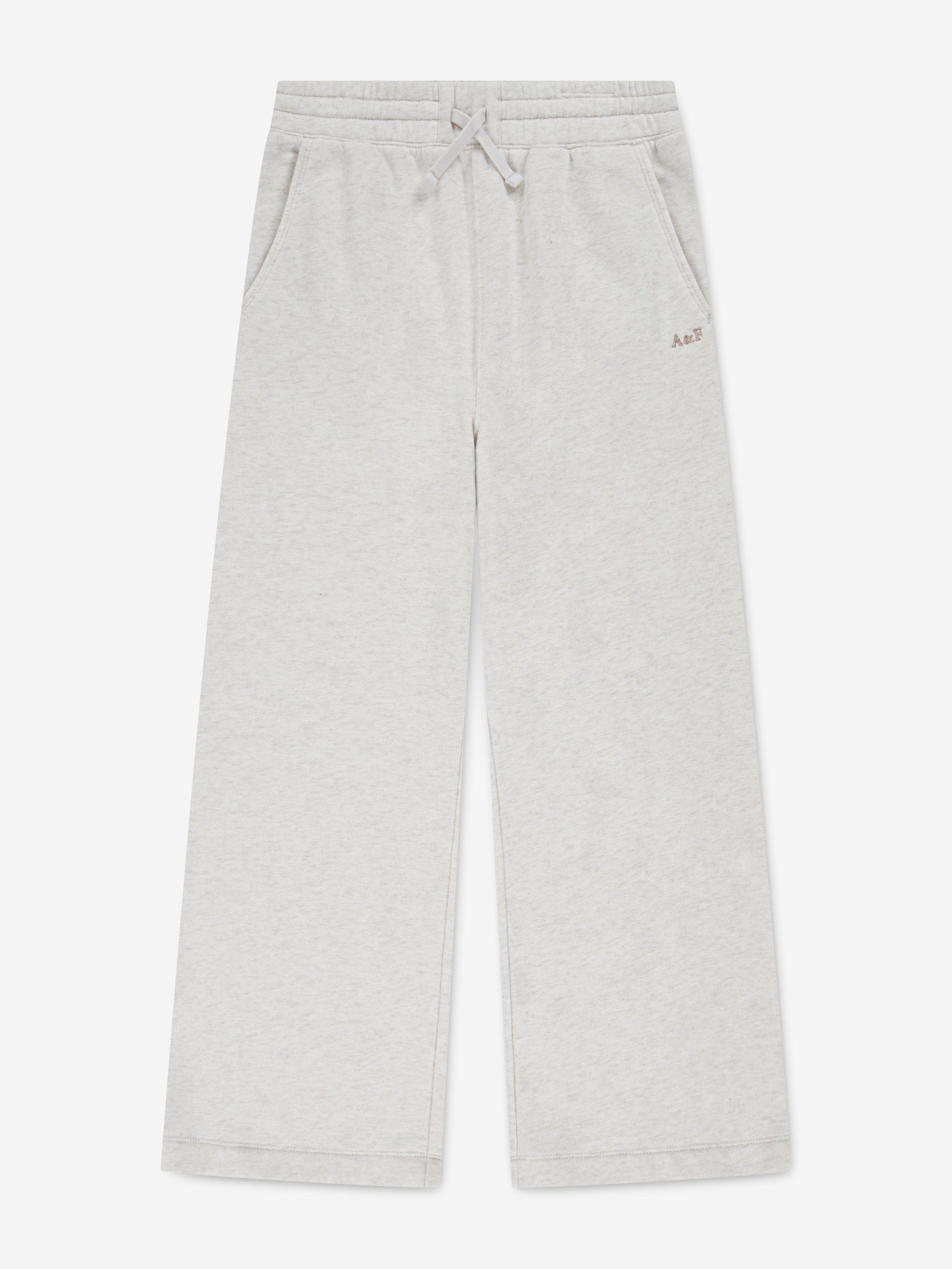 Abercrombie & Fitch Girls Essential Wide Leg Joggers in Grey