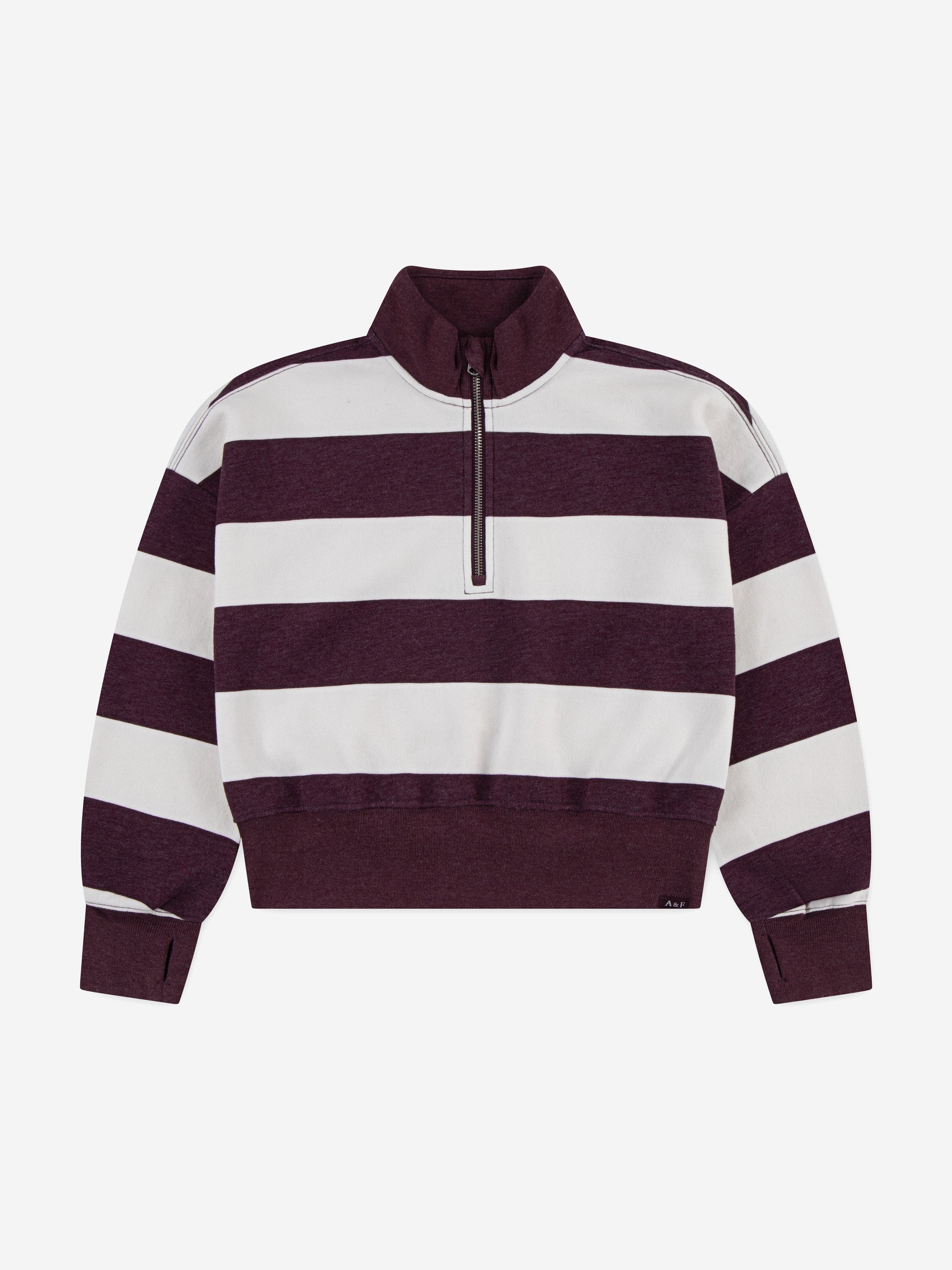 Abercrombie & Fitch Girls Quarter Zip Preppy Pullover in Red