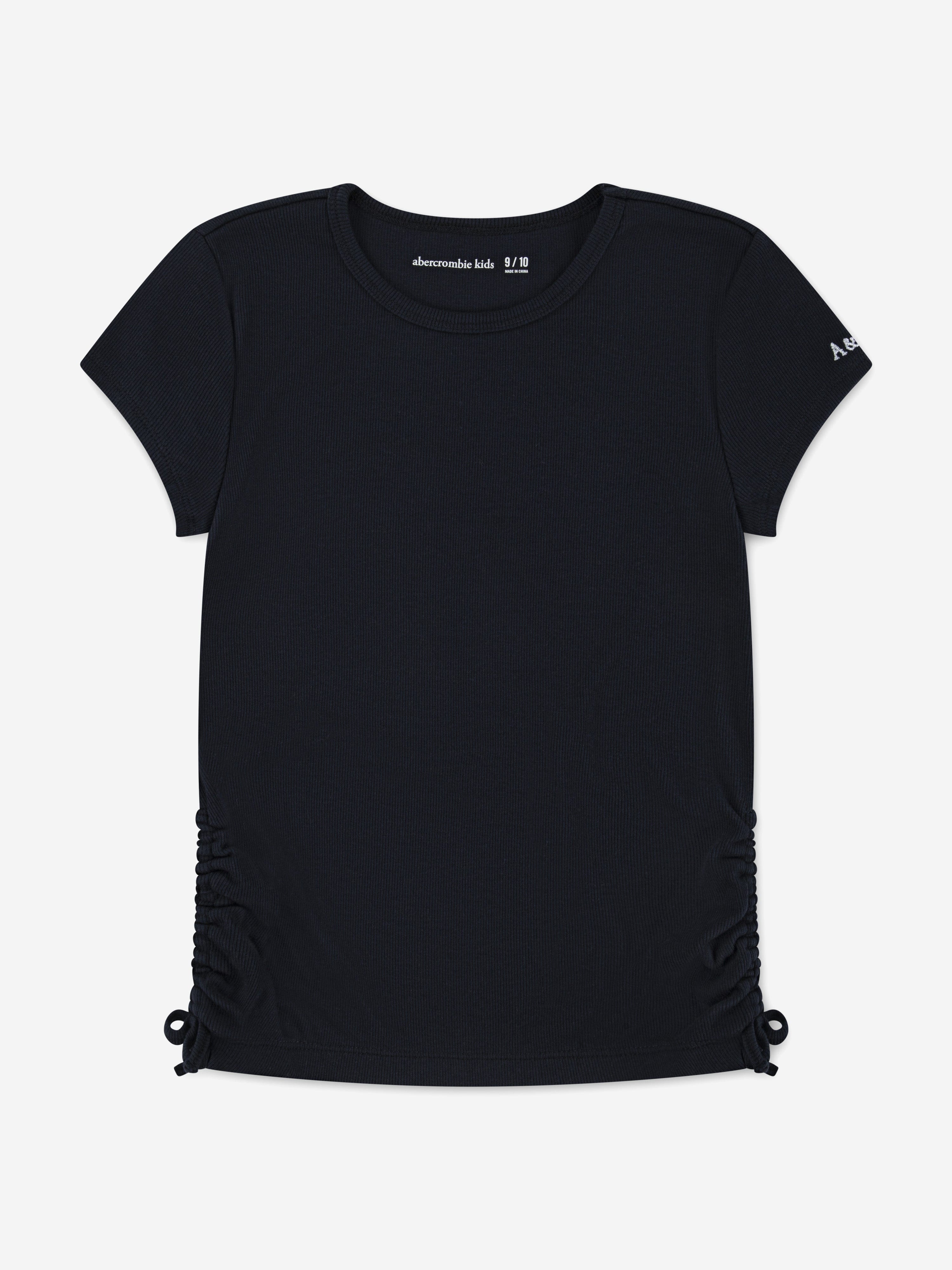 Abercrombie & Fitch Girls Ruched Side Bow T-Shirt in Black