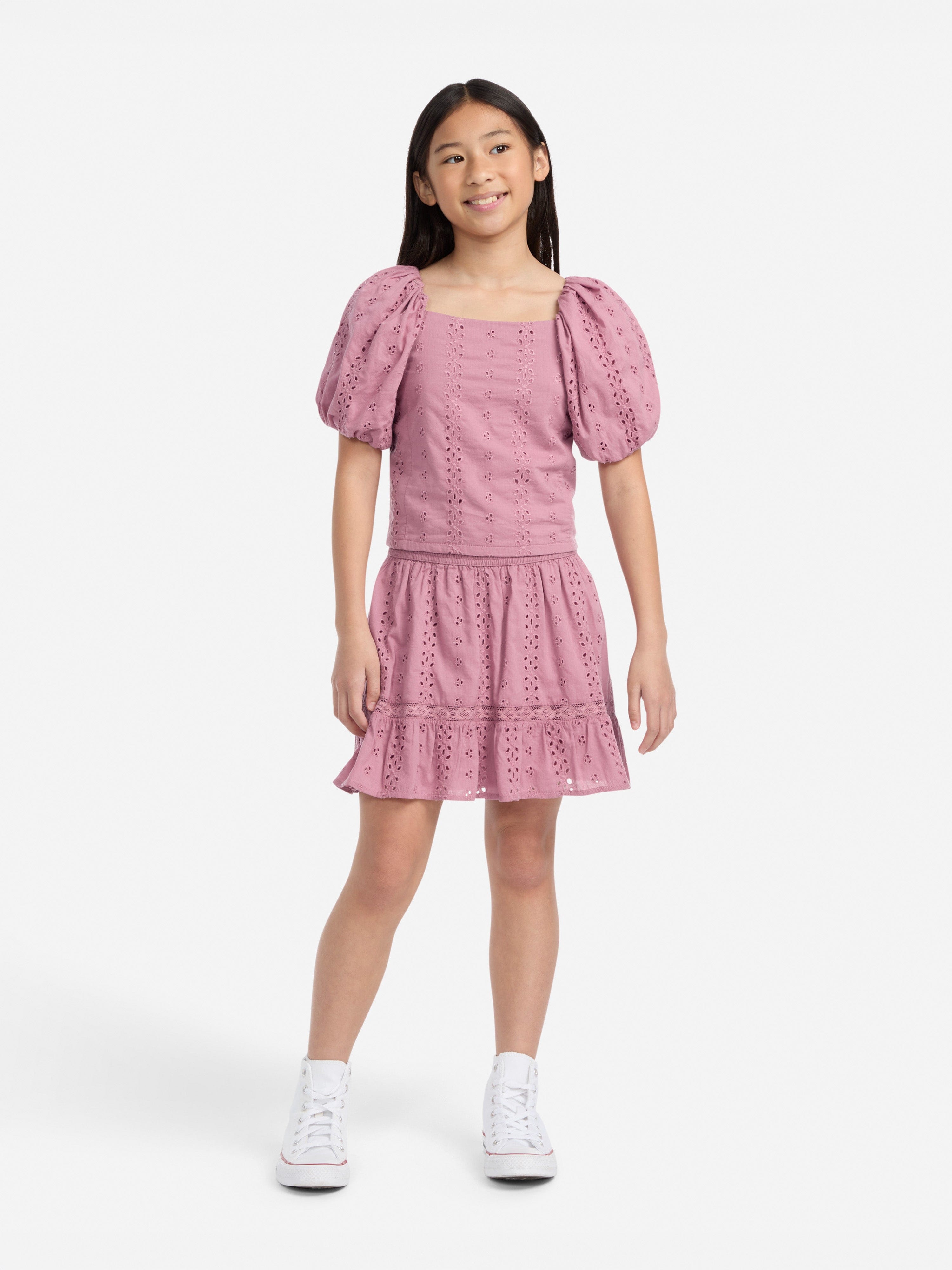 Abercrombie & Fitch Girls Eyelet Mini Skort in Pink