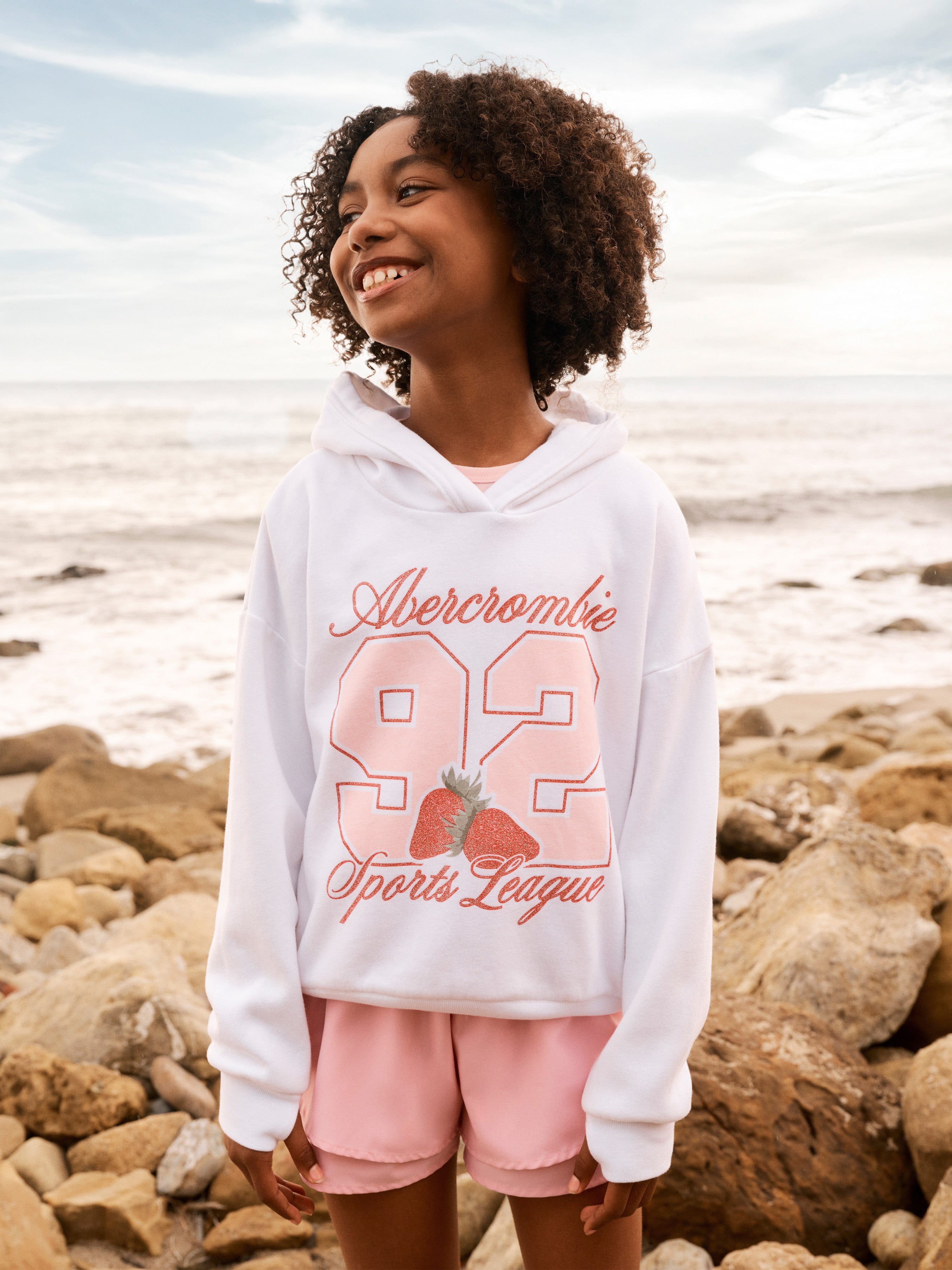 Abercrombie & Fitch Girls 52 Strawberry Hoodie in White