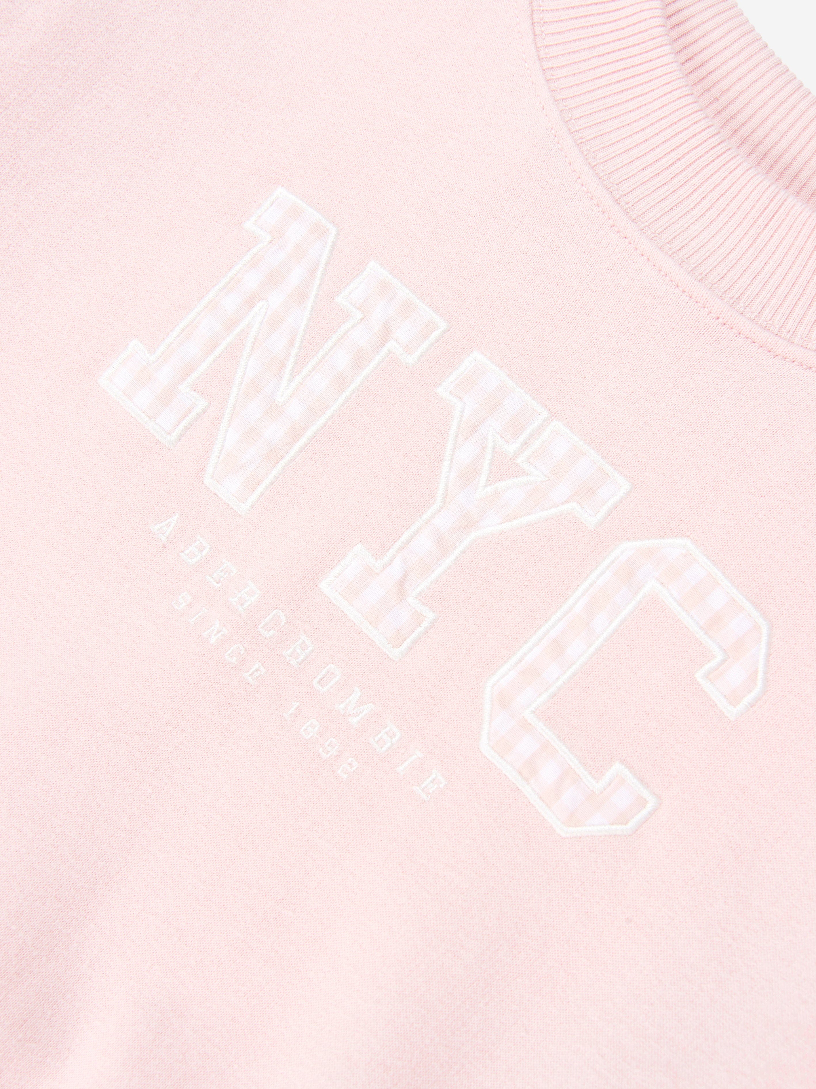 Abercrombie & Fitch Girls NYC Gingham Sweatshirt in Pink