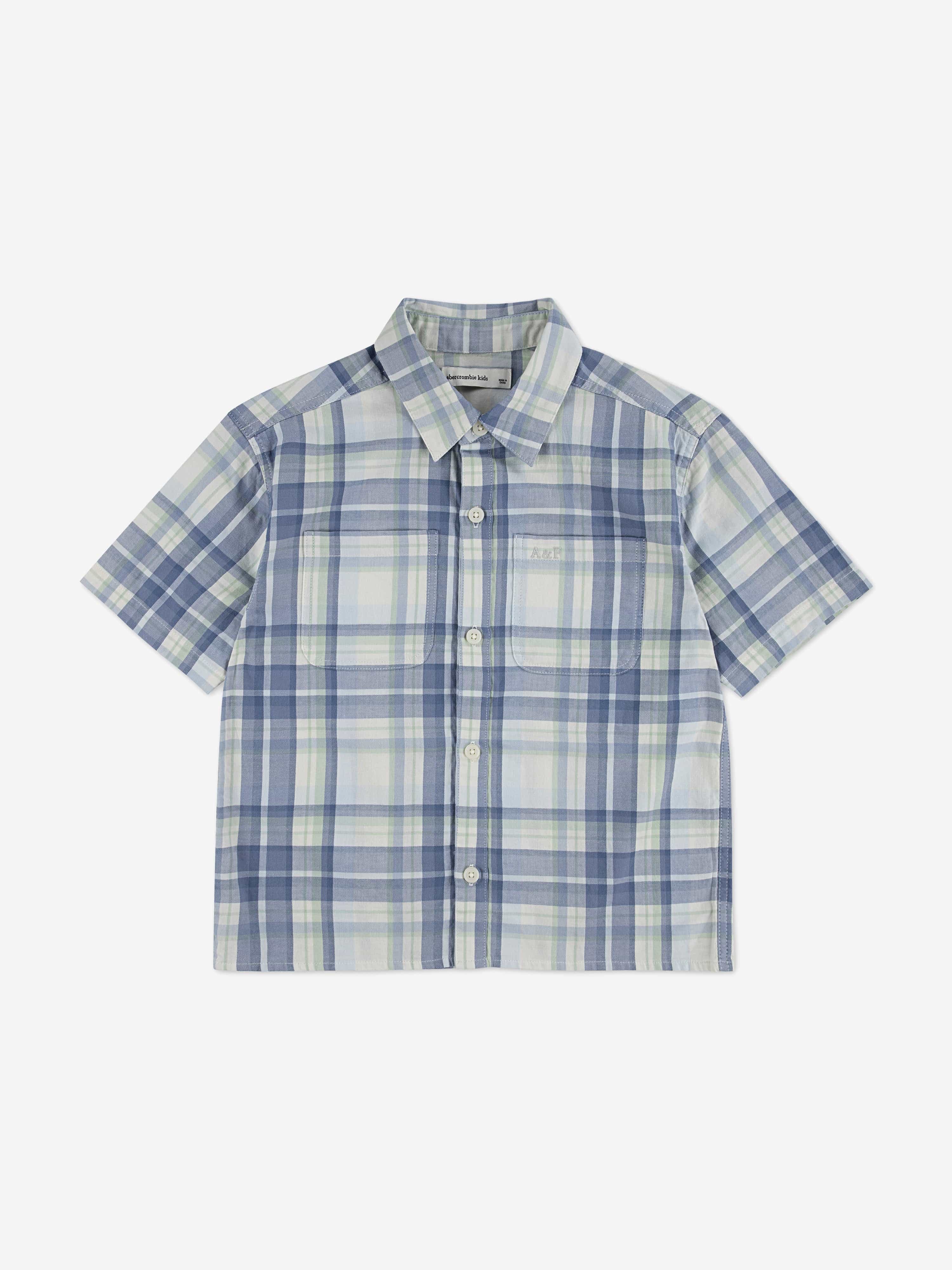 Abercrombie & Fitch Boys Boxy Woven Shirt in Blue