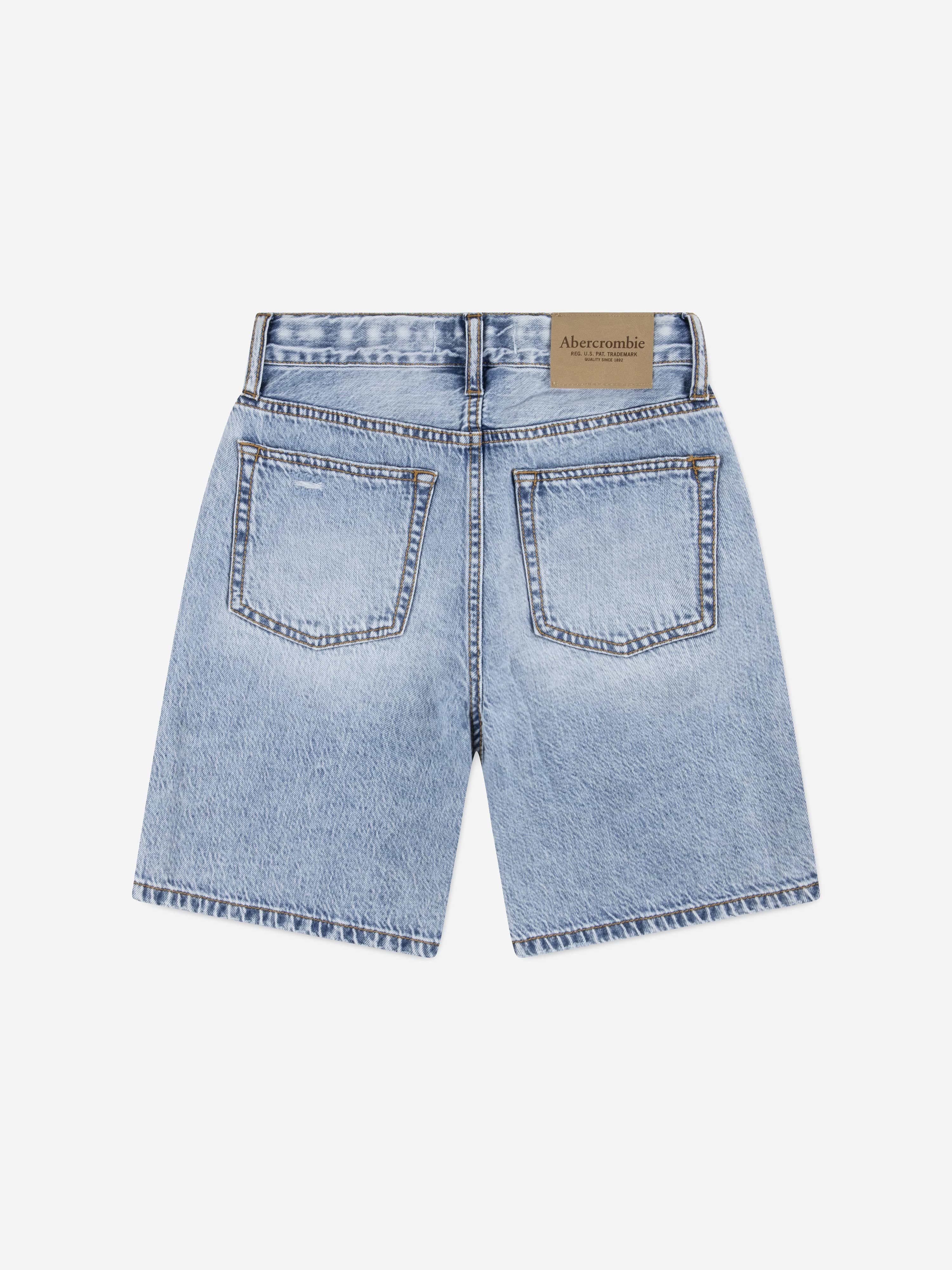 Abercrombie & Fitch Boys Long Denim Shorts in Blue