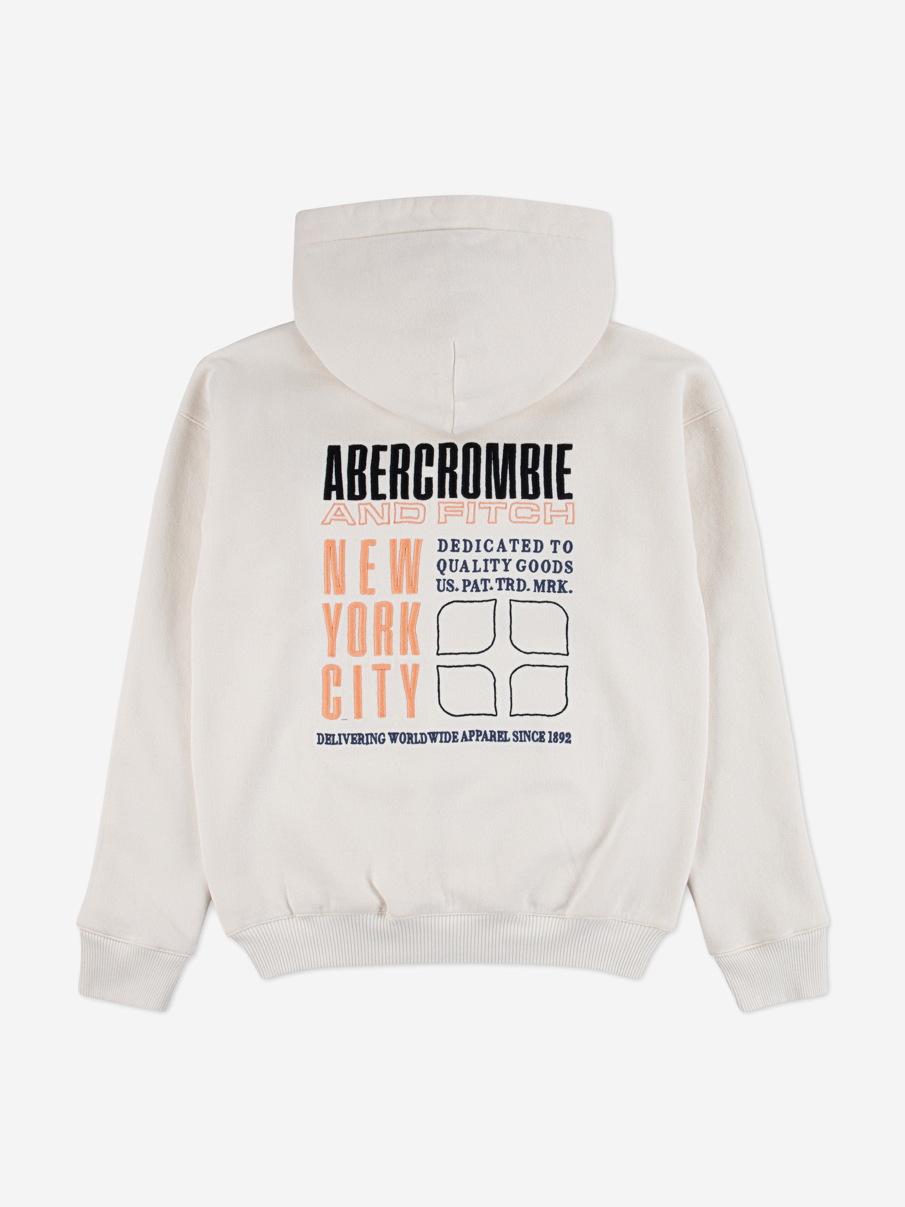 Abercrombie & Fitch Boys Pullover Hoodie in Ivory