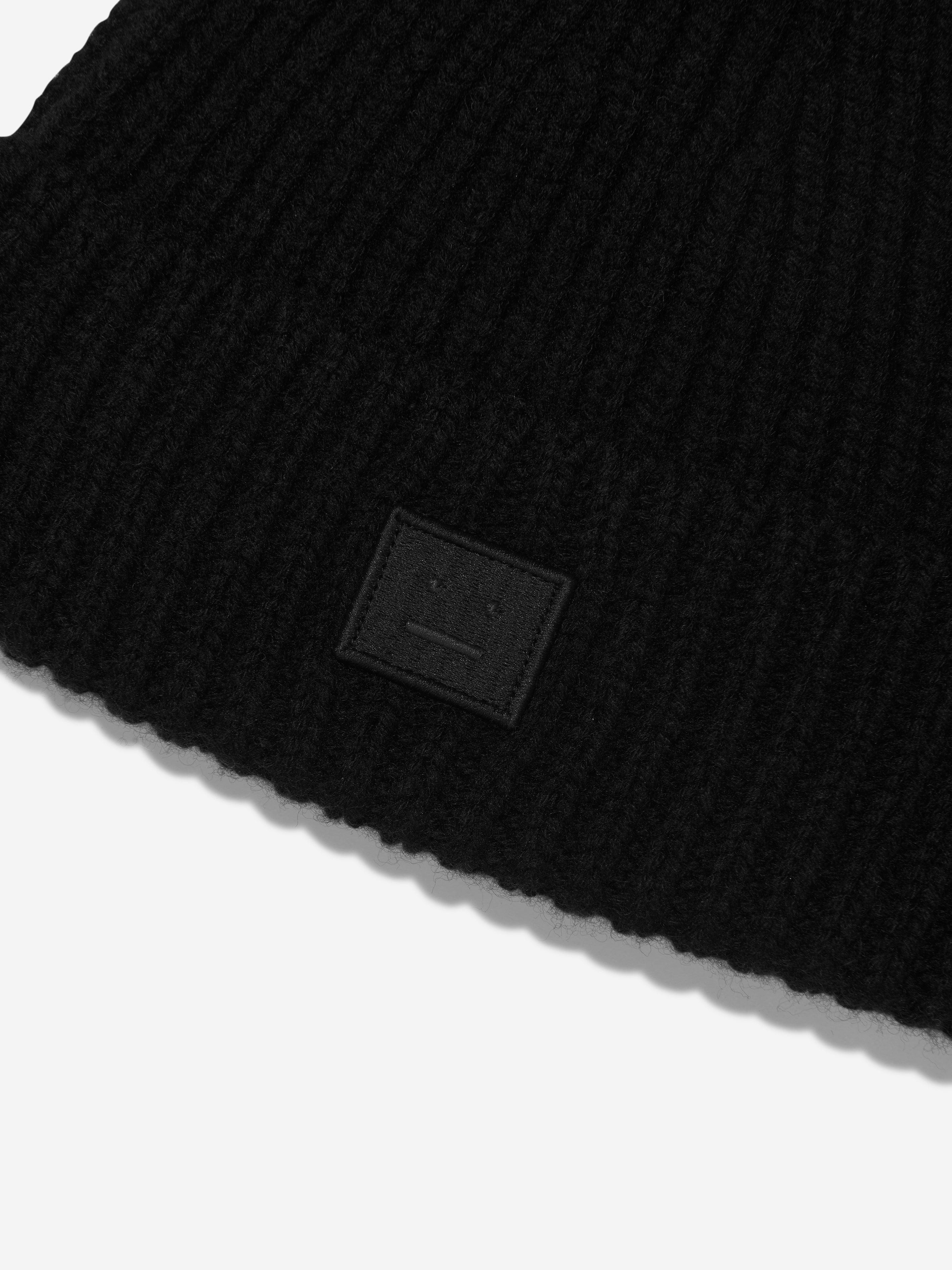 Acne Studios Kids Mini Pansy Beanie Hat in Black