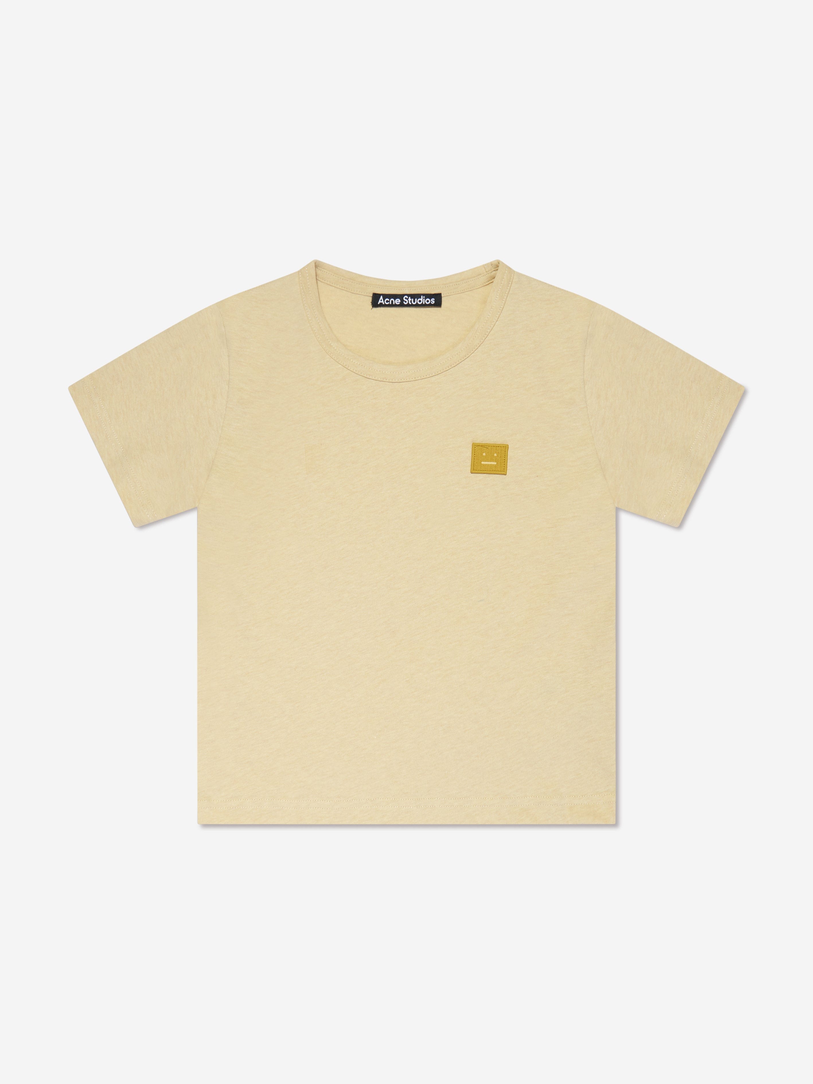 Acne Studios Kids Mini Nash Face Logo Patch T-Shirt in Yellow