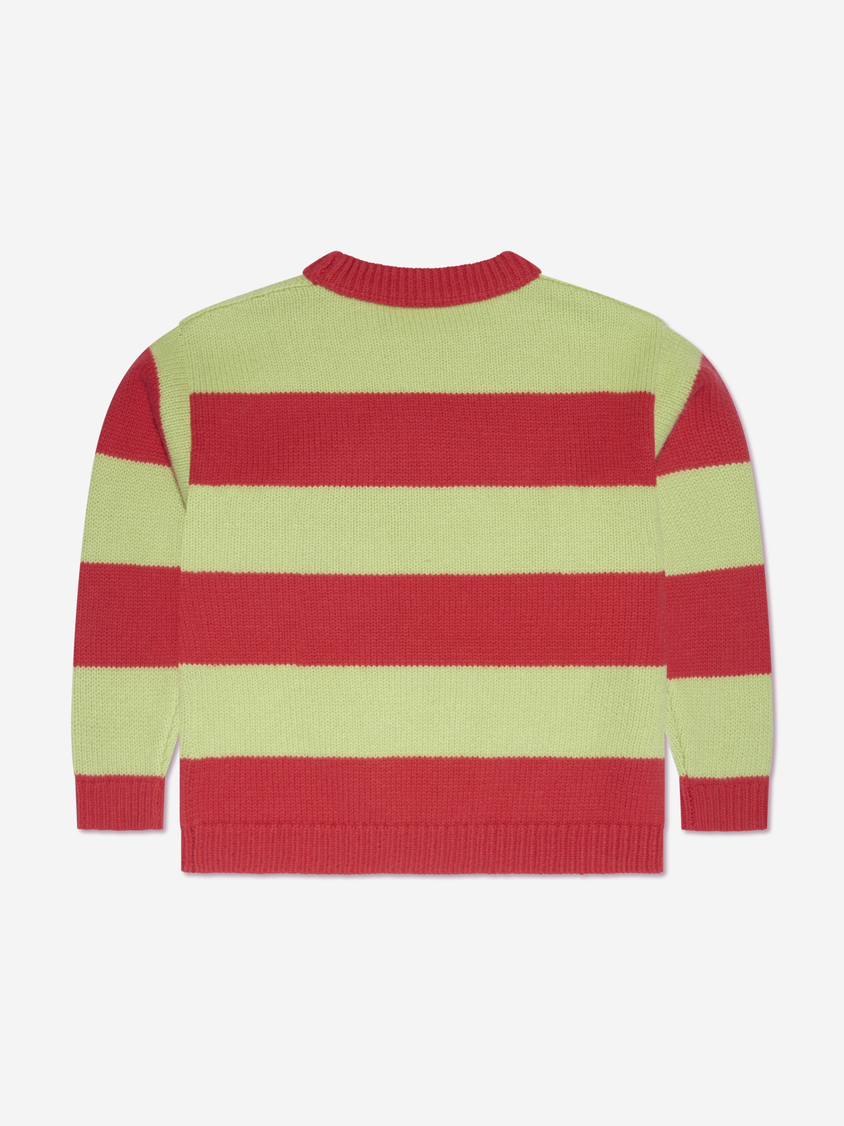 Acne Studios Kids Wool Striped Face Logo Jumper in Red